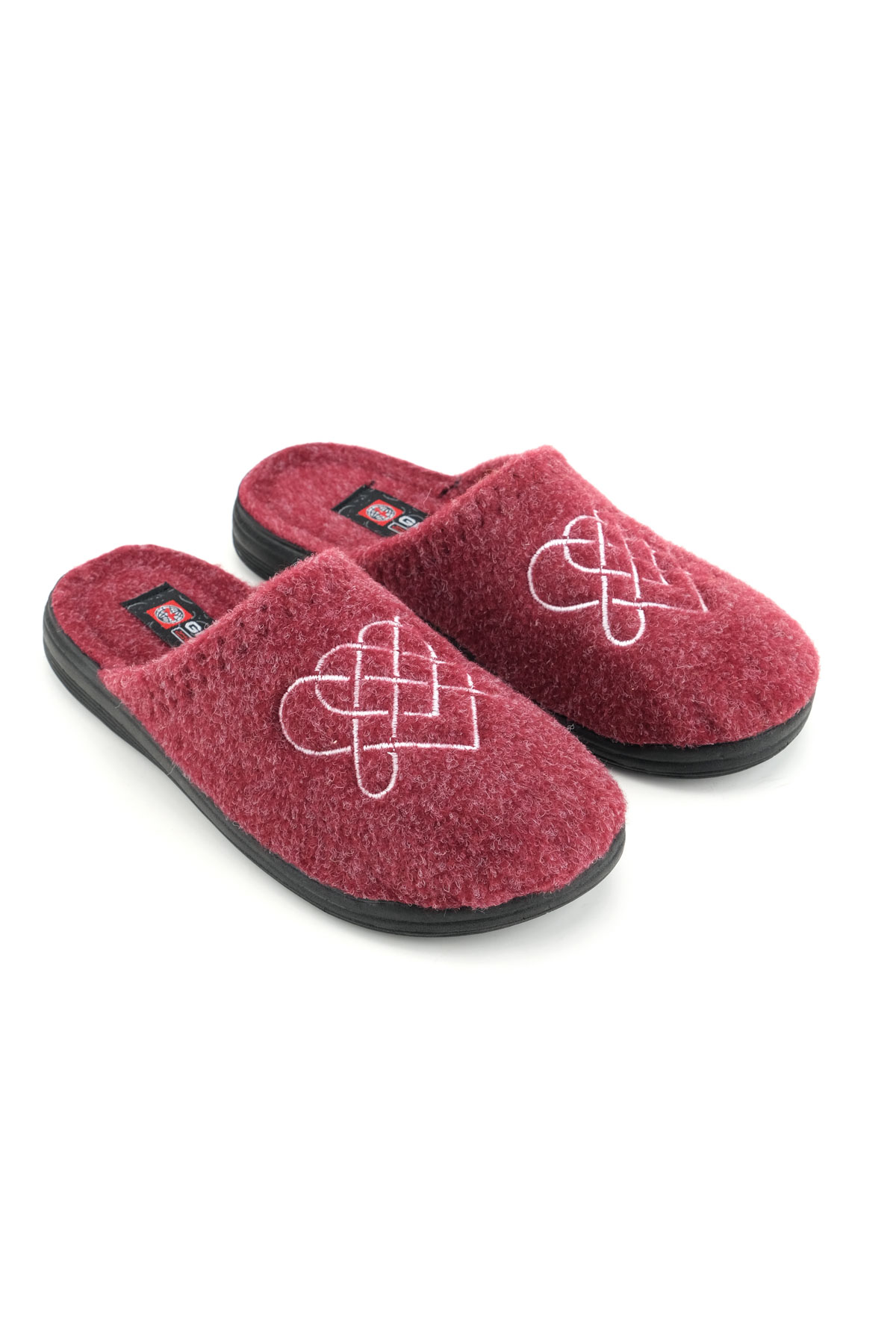 Kadın Kışlık Keçe Nakışlı Kalp Tasarım Ev Bahçe Terlik - Görsel 4