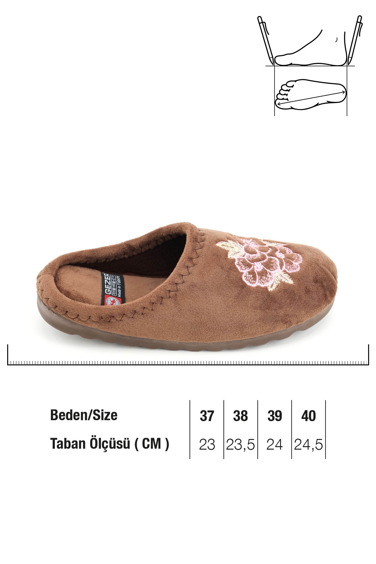 Kadın Kışlık Çiçek Desenli Ev Bahçe Gondol Terlik - Görsel 3