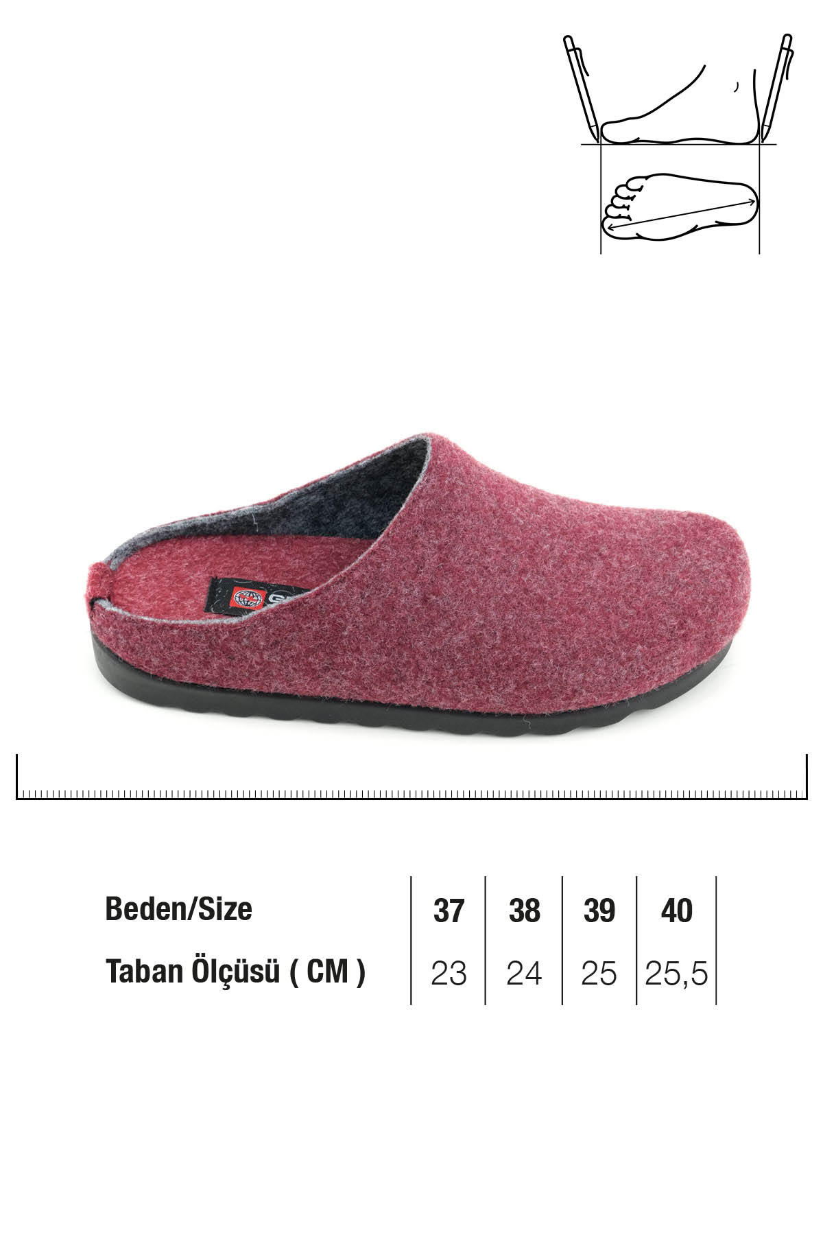 Kadın Kışlık Keçe Rahat Taban Ev Bahçe Terlik - Görsel 3