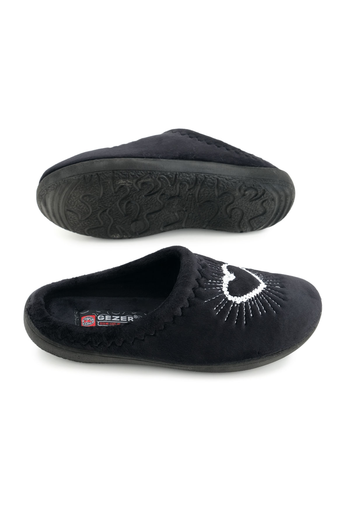 Kadın Kışlık Nakışlı Kalp Tasarım Rahat Taban Ev Bahçe Gondol Terlik - Görsel 6