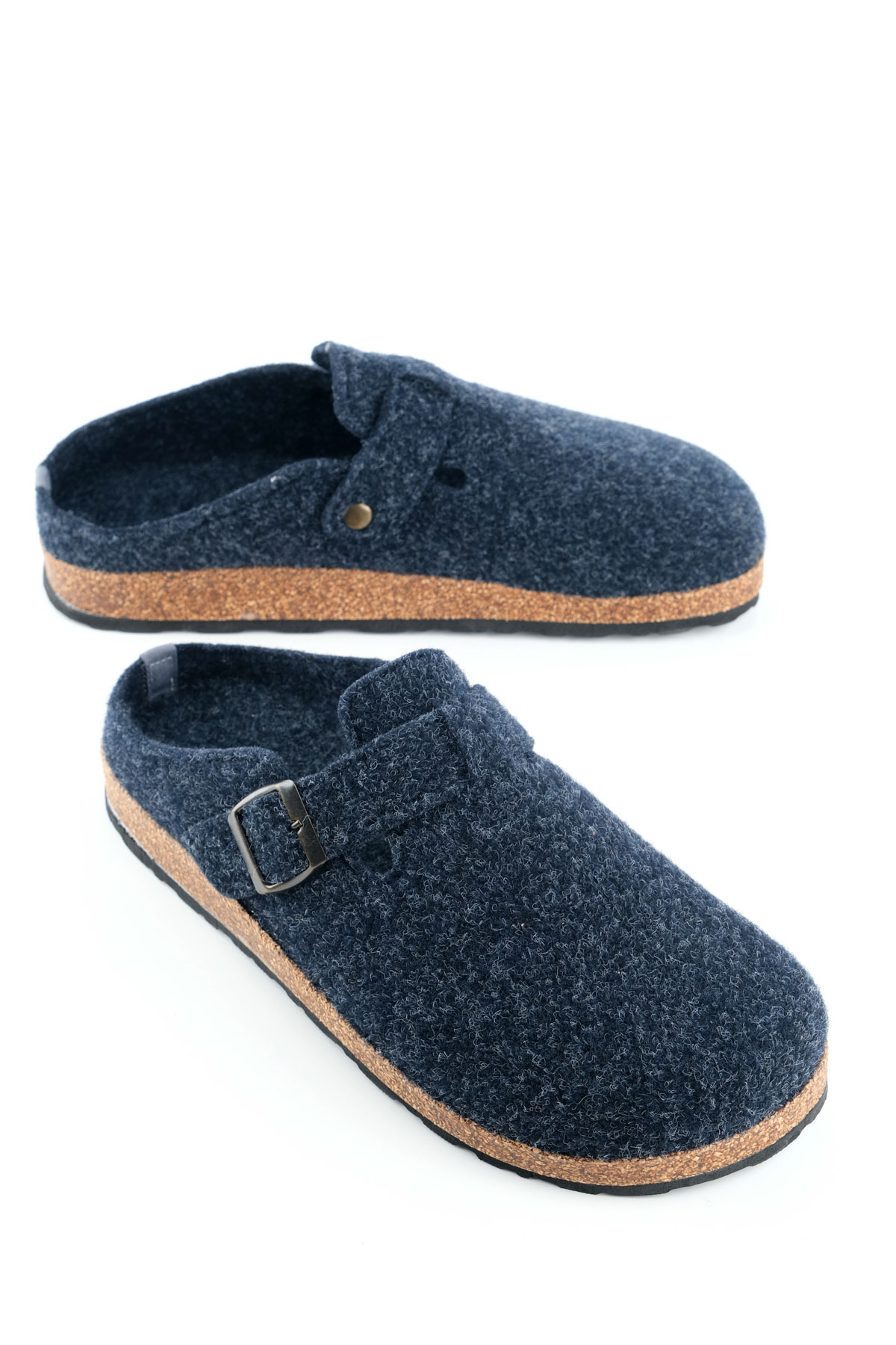 Gezer Gezer Lacivert Erkek Kışlık Mantar Taban Tek Toka Ayarlanabilir Rahat Taban Keçe Ev Bahçe Terlik Flo'da! Lacivert - 2. görsel