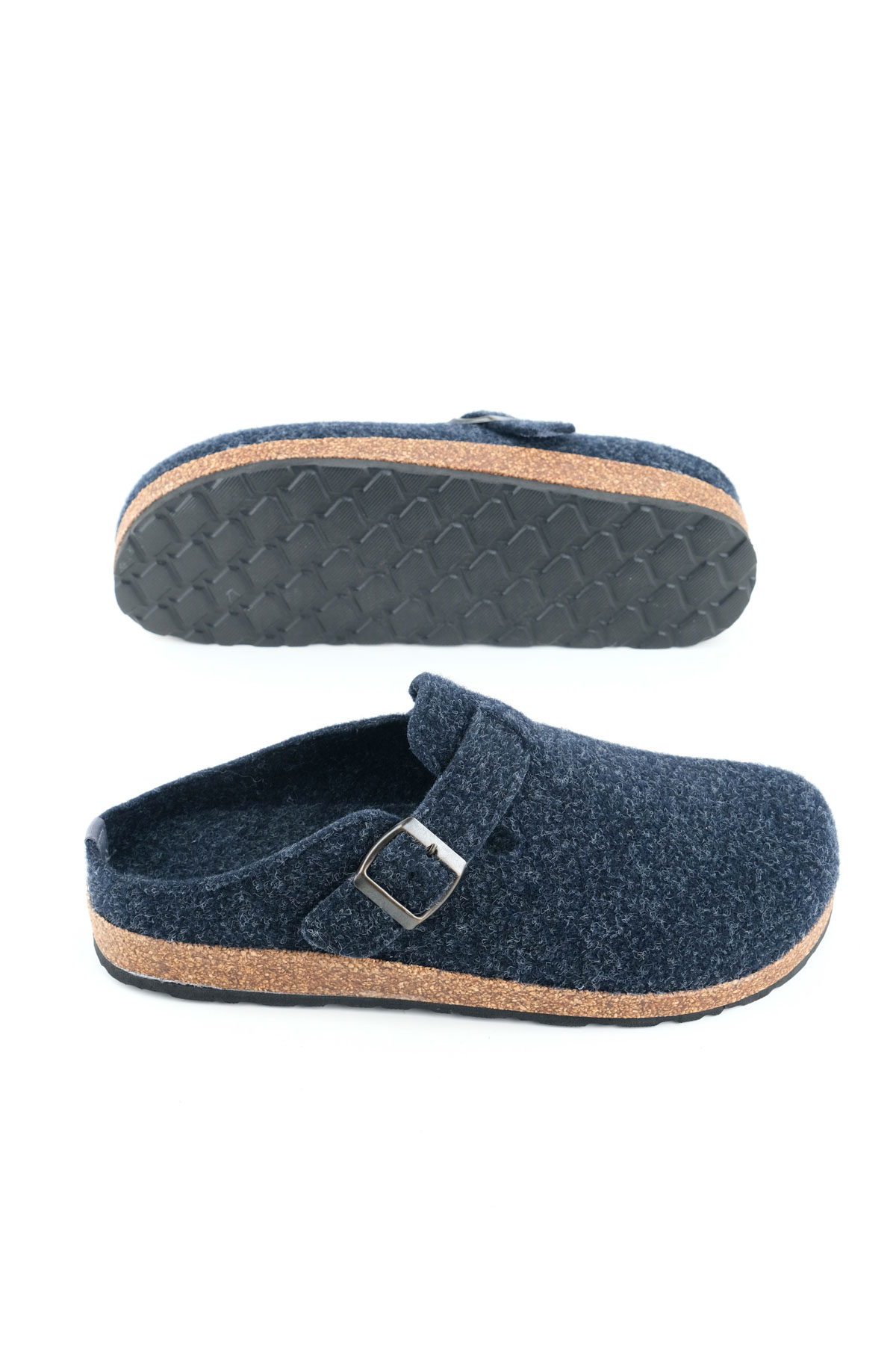 Gezer Gezer Lacivert Erkek Kışlık Mantar Taban Tek Toka Ayarlanabilir Rahat Taban Keçe Ev Bahçe Terlik Flo'da! Lacivert - 7. görsel