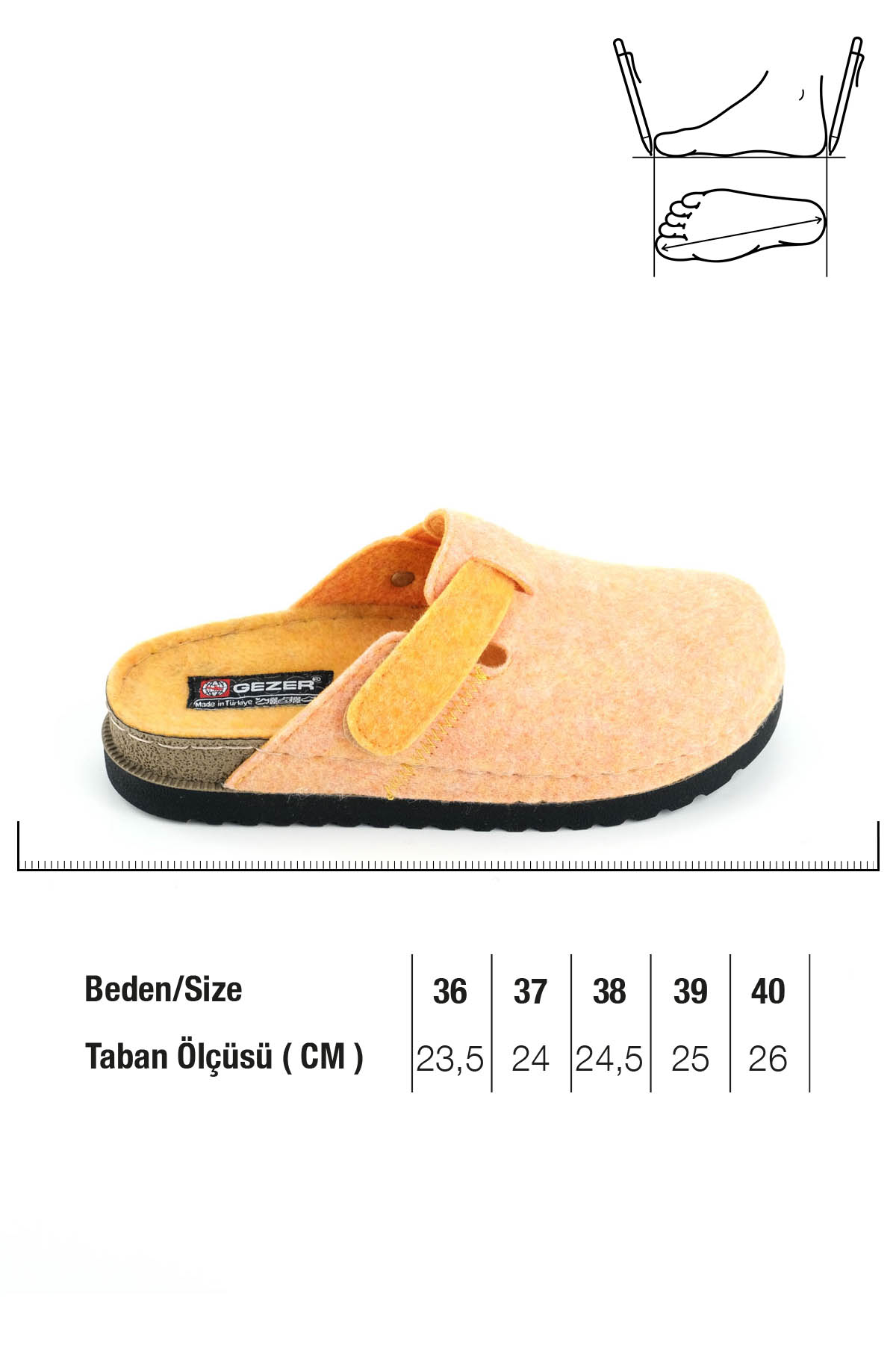 Kadın Kışlık Rahat Taban Cırtlı Ayarlanabilir Keçe Ev Bahçe Terlik - Görsel 4