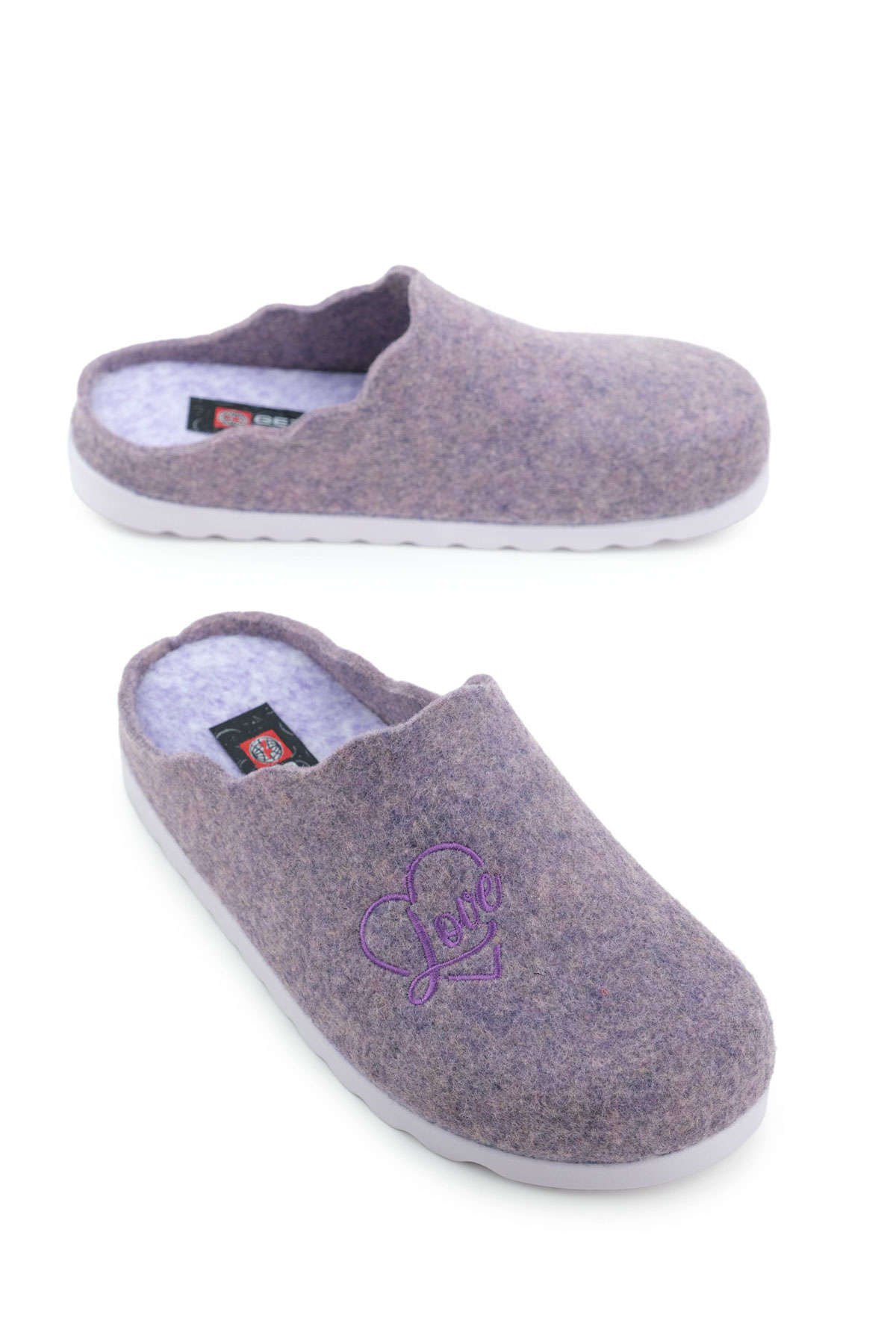 Kadın Kışlık Nakışlı Kalpli Tasarım Rahat Taban Ev Bahçe Terlik - Görsel 2