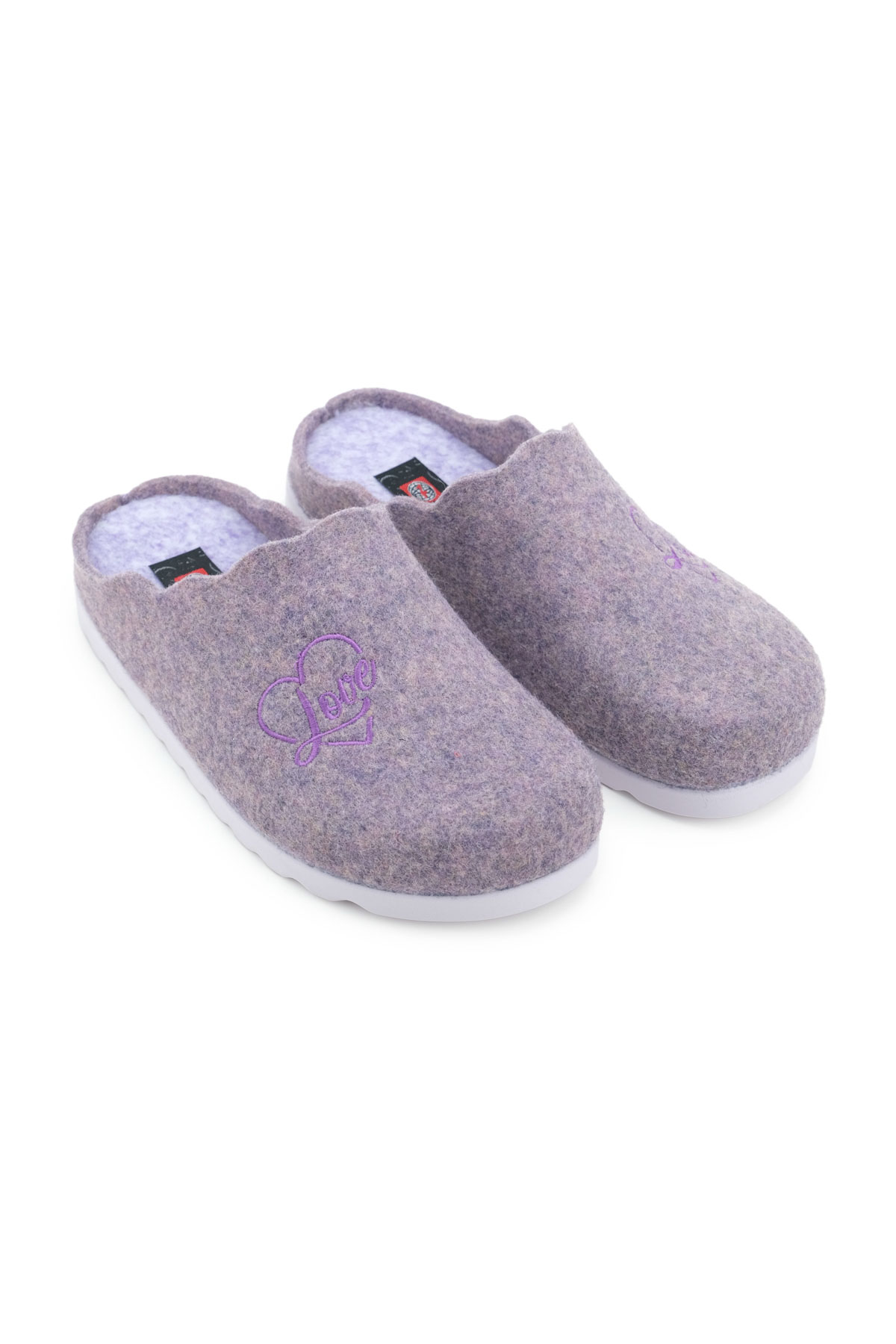 Kadın Kışlık Nakışlı Kalpli Tasarım Rahat Taban Ev Bahçe Terlik - Görsel 4