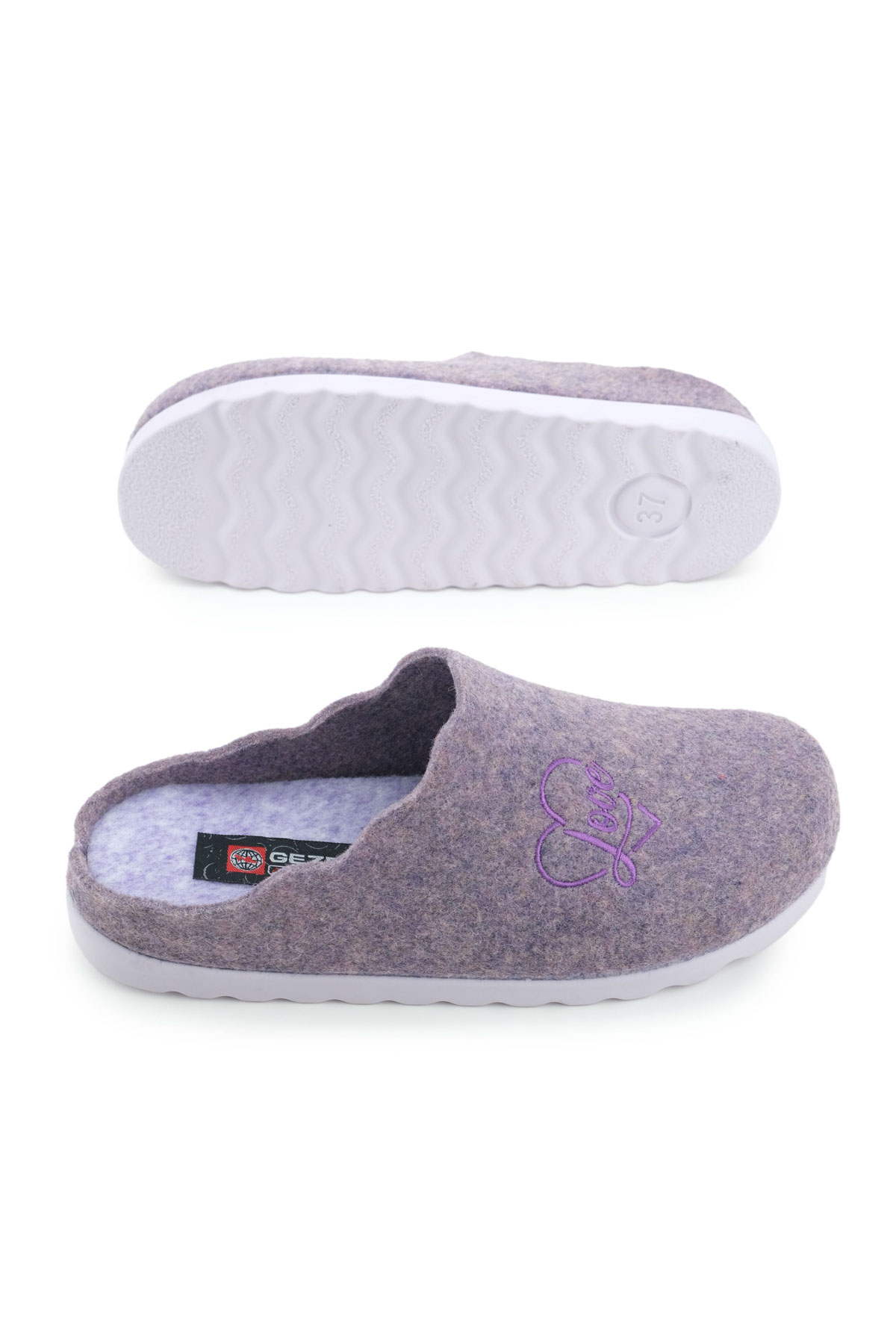 Kadın Kışlık Nakışlı Kalpli Tasarım Rahat Taban Ev Bahçe Terlik - Görsel 6