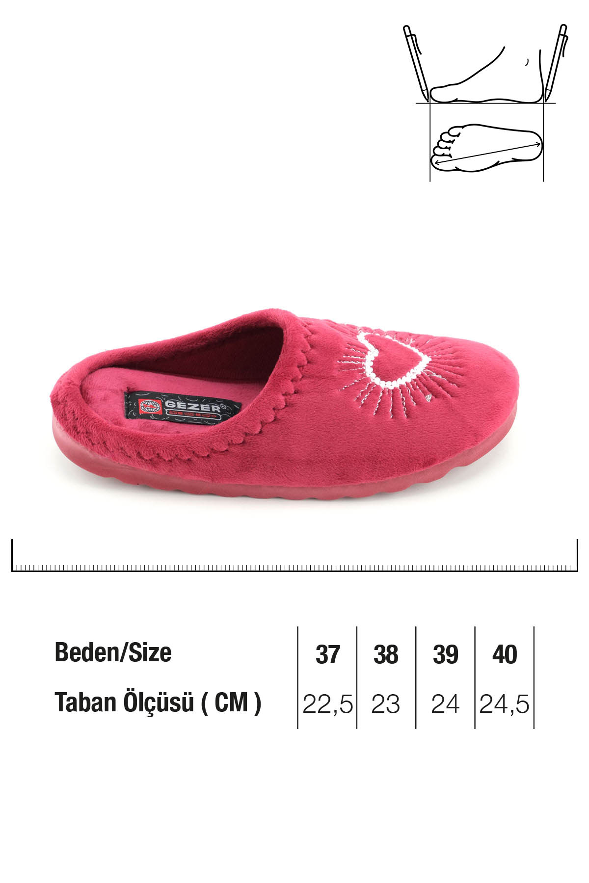 Kadın Kışlık Nakışlı Kalp Tasarım Rahat Taban Ev Bahçe Gondol Terlik - Görsel 3