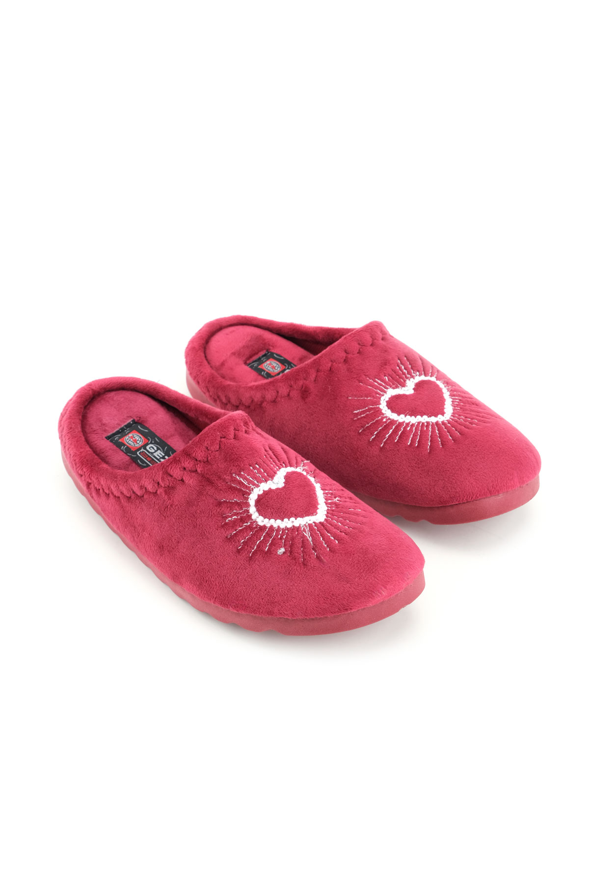 Kadın Kışlık Nakışlı Kalp Tasarım Rahat Taban Ev Bahçe Gondol Terlik - Görsel 4