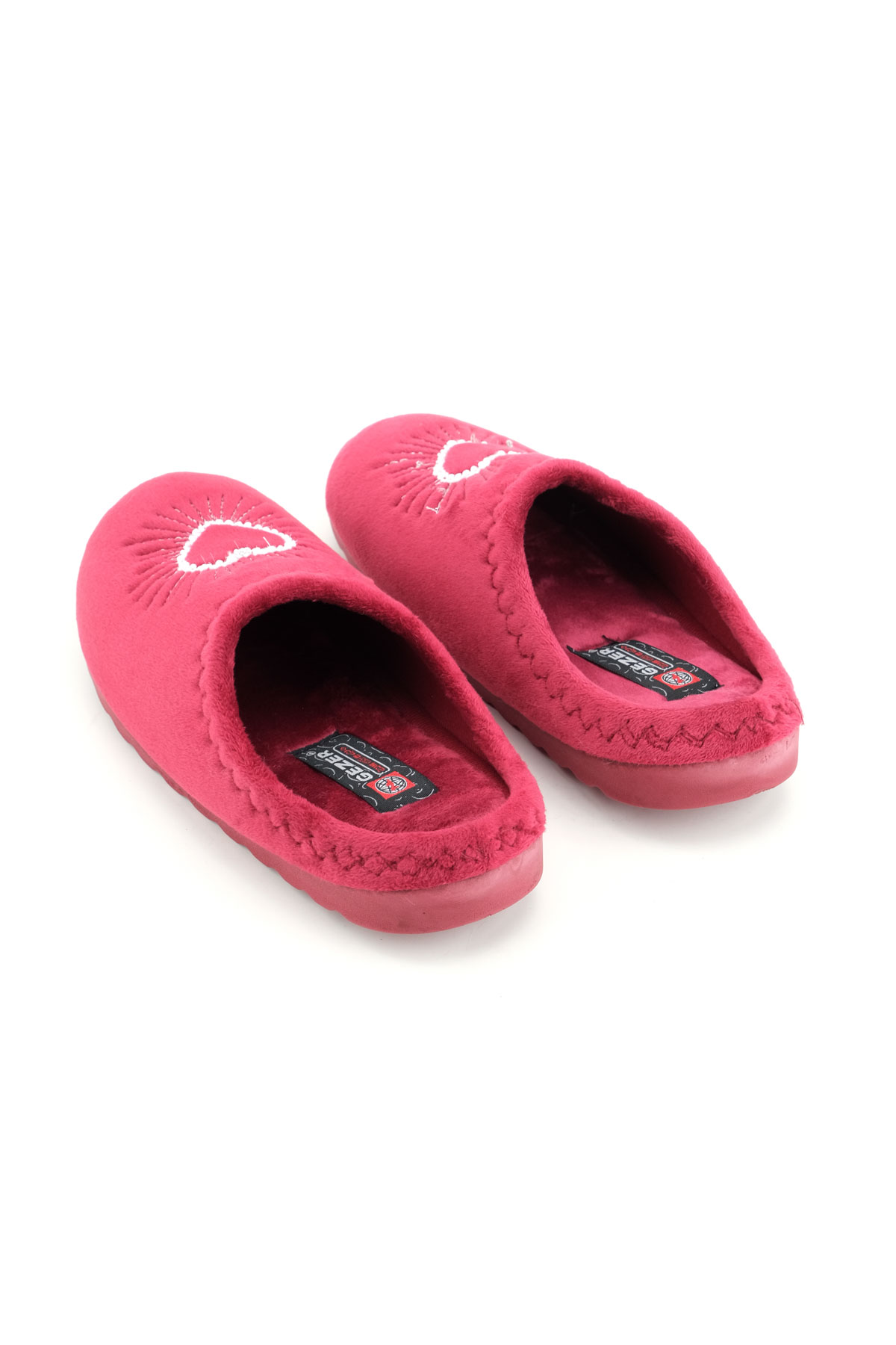 Kadın Kışlık Nakışlı Kalp Tasarım Rahat Taban Ev Bahçe Gondol Terlik - Görsel 5