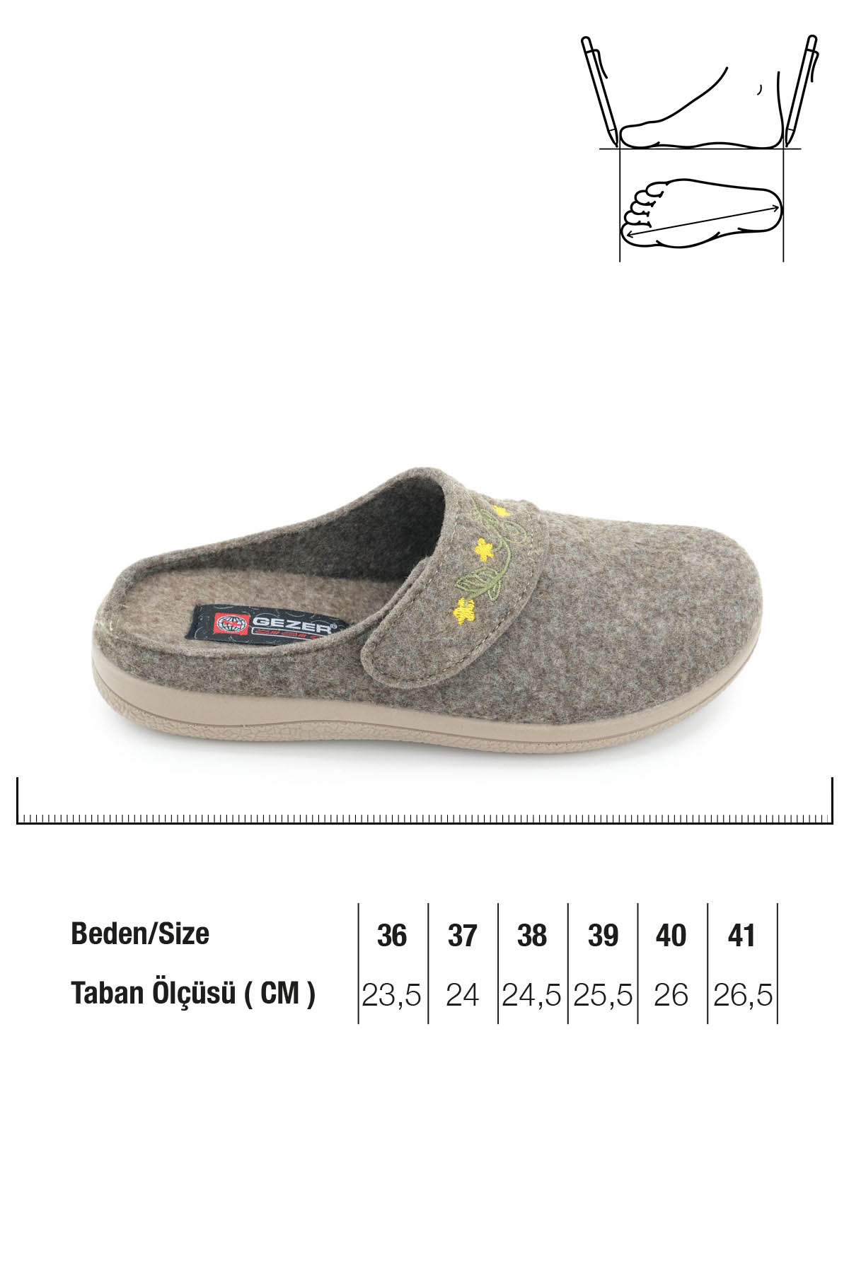 Kadın Kışlık Nakışlı Tasarım Cırtlı Ayarlanabilir Rahat Taban Ev Bahçe Terlik - Görsel 3