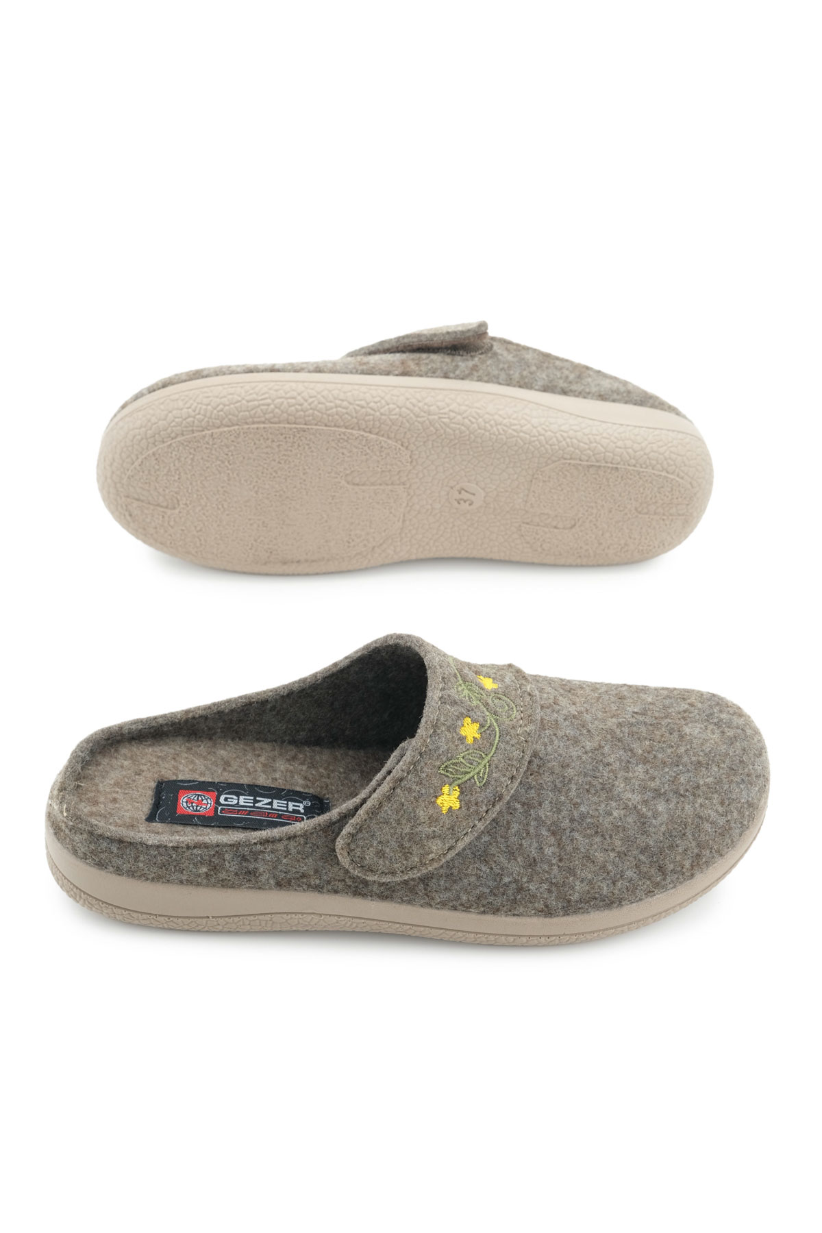 Kadın Kışlık Nakışlı Tasarım Cırtlı Ayarlanabilir Rahat Taban Ev Bahçe Terlik - Görsel 6