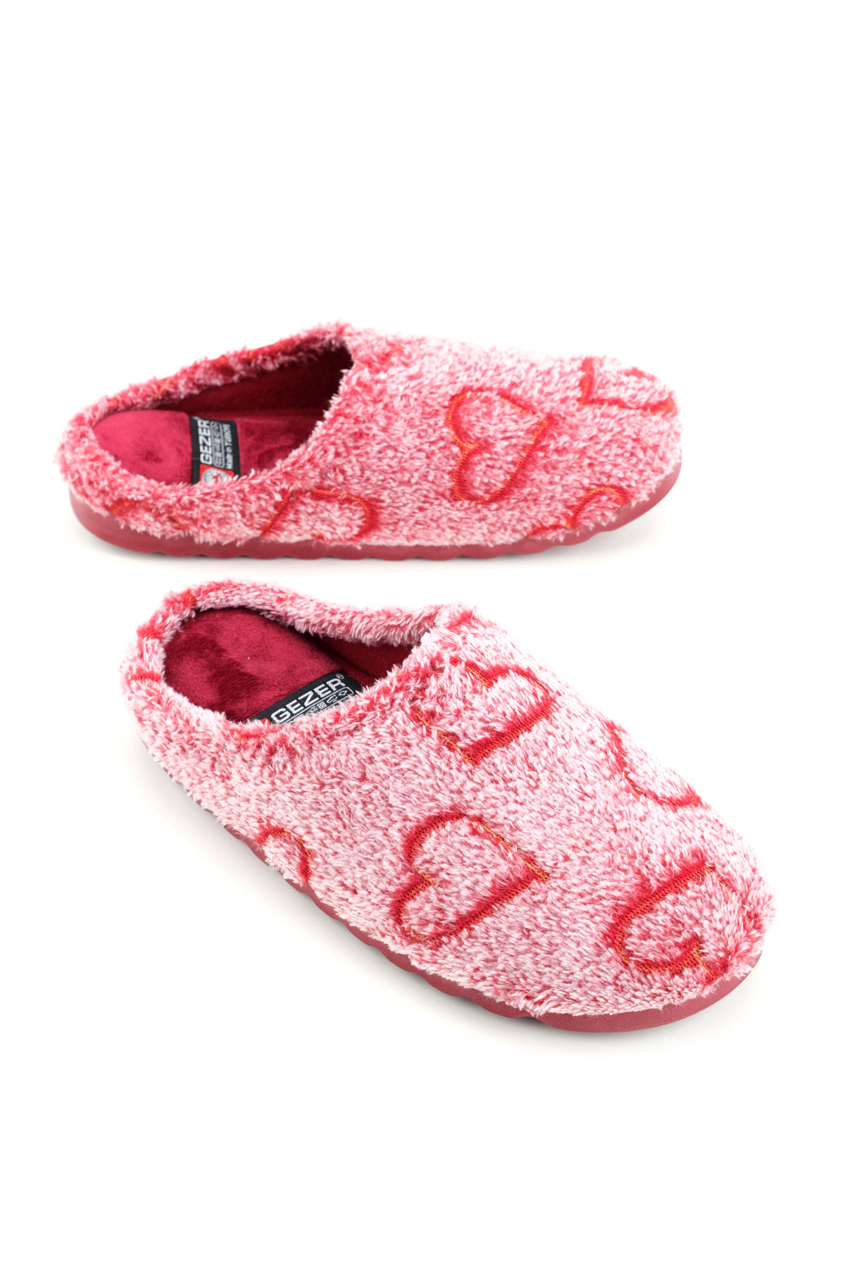 Kadın Kışlık Nakışlı Kalp Tasarım Rahat Taban Ev Bahçe Gondol Terlik - Görsel 2