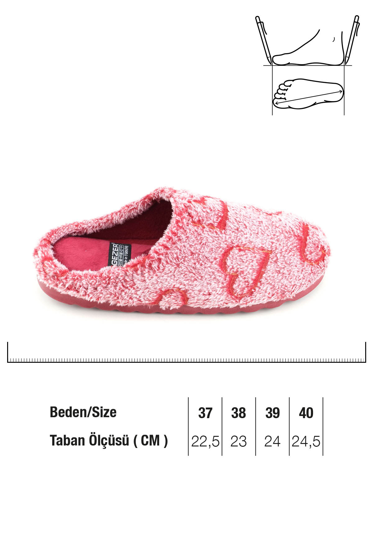Kadın Kışlık Nakışlı Kalp Tasarım Rahat Taban Ev Bahçe Gondol Terlik - Görsel 3