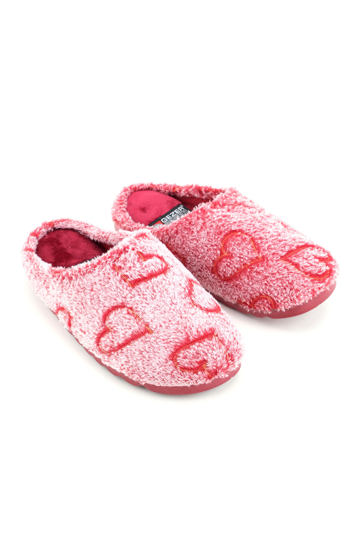 Kadın Kışlık Nakışlı Kalp Tasarım Rahat Taban Ev Bahçe Gondol Terlik - Görsel 4