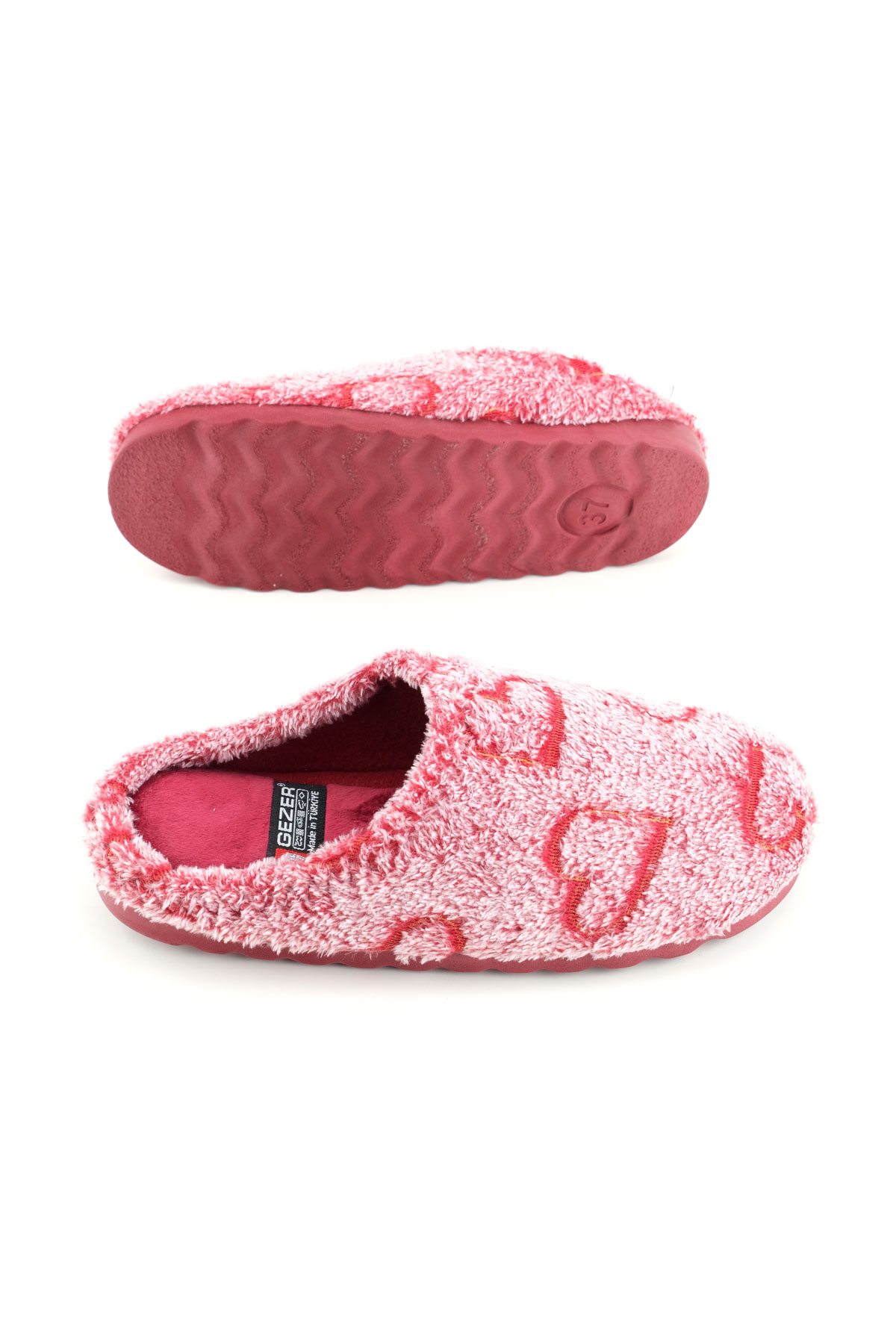 Kadın Kışlık Nakışlı Kalp Tasarım Rahat Taban Ev Bahçe Gondol Terlik - Görsel 6