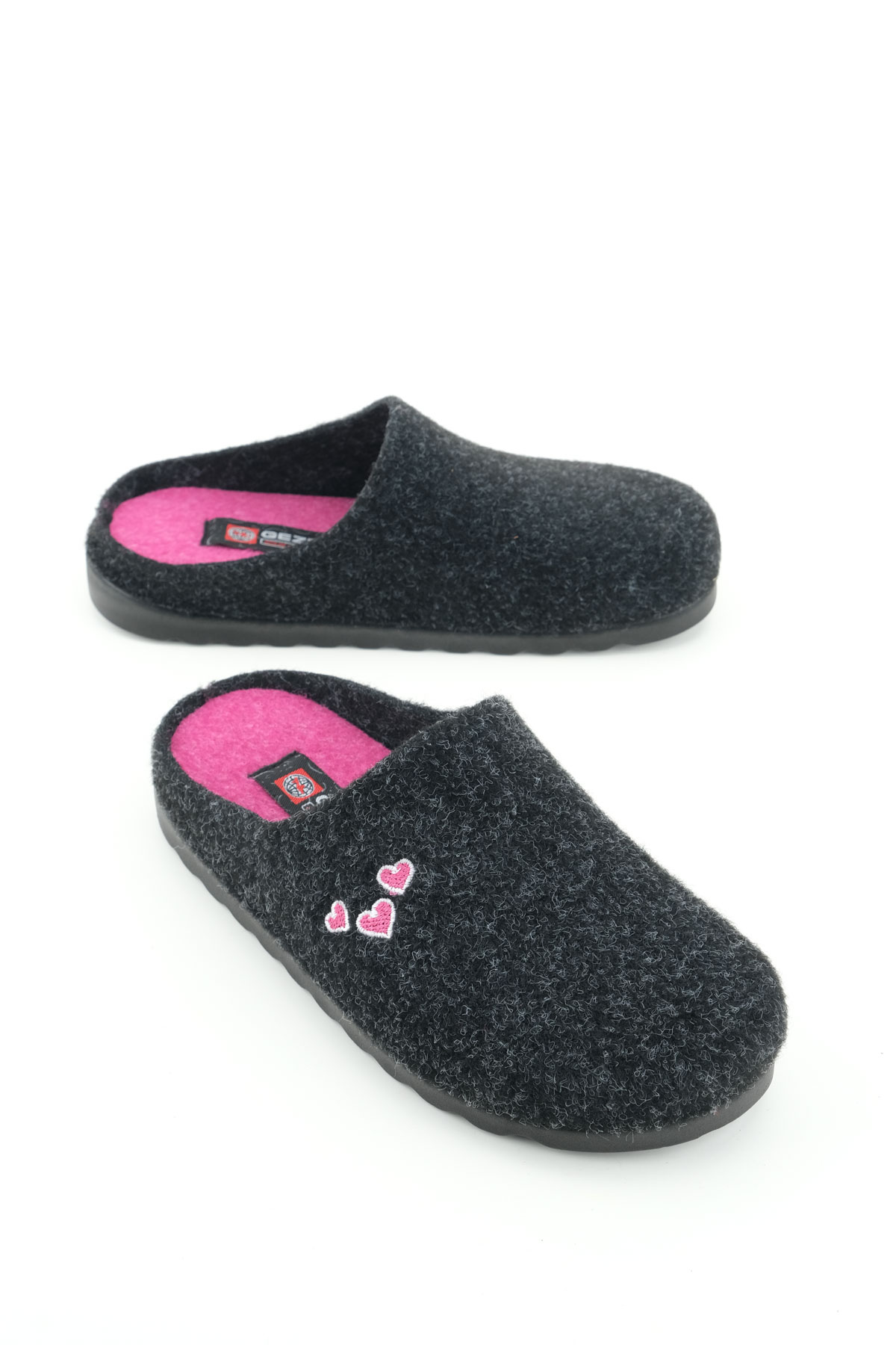 Kadın Kışlık Nakışlı Kalp Tasarım Rahat Taban Ev Bahçe Gondol Terlik - Görsel 2