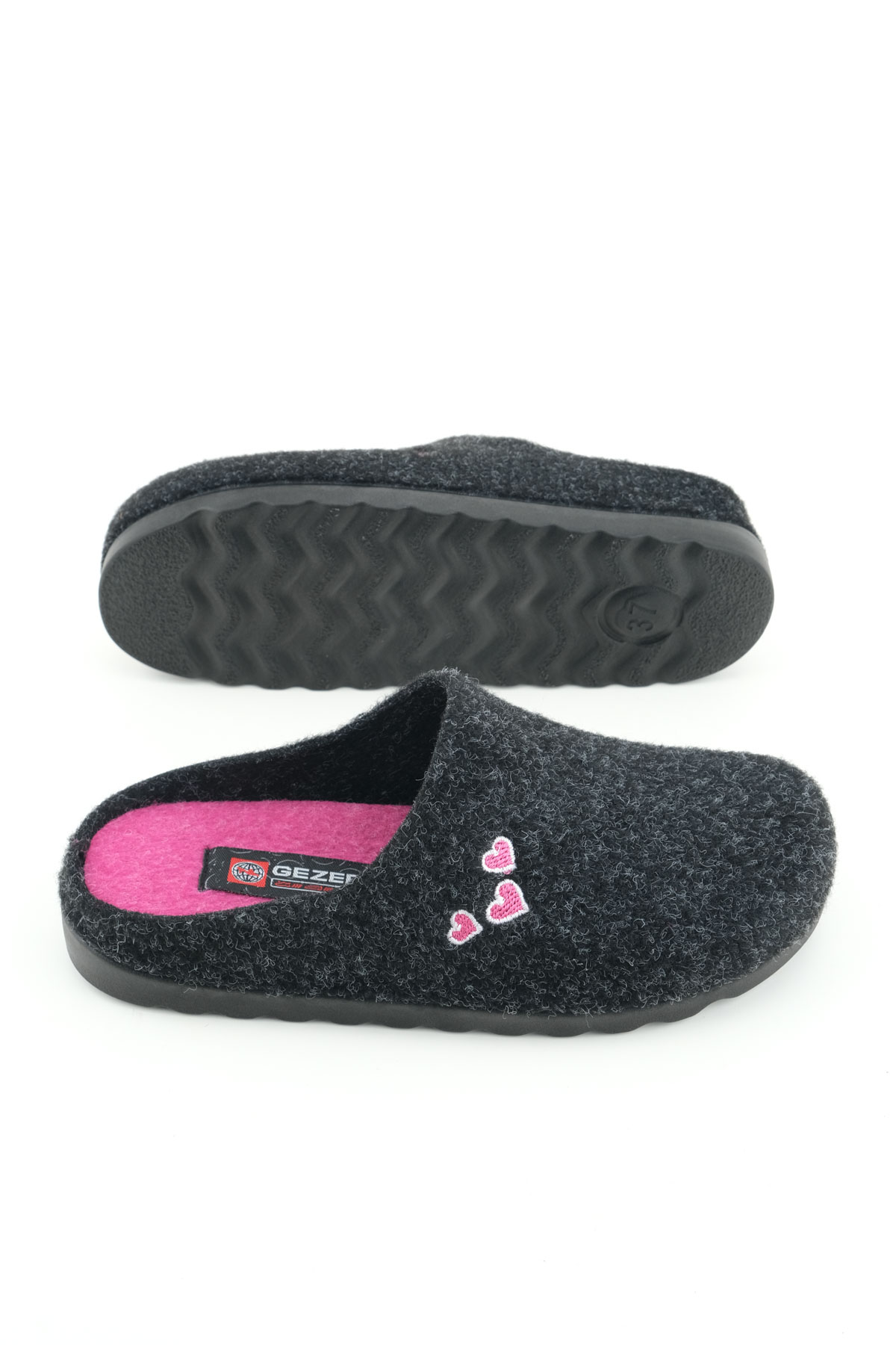 Kadın Kışlık Nakışlı Kalp Tasarım Rahat Taban Ev Bahçe Gondol Terlik - Görsel 6