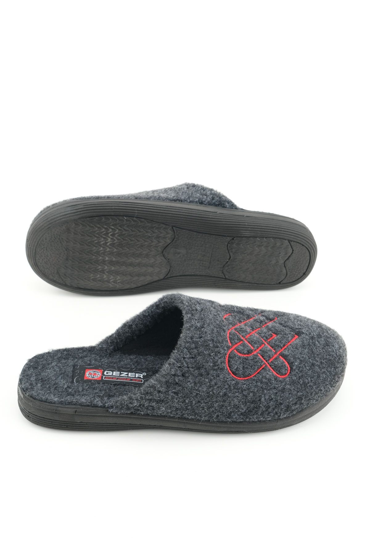 Kadın Kışlık Keçe Nakışlı Kalp Tasarım Ev Bahçe Terlik - Görsel 6