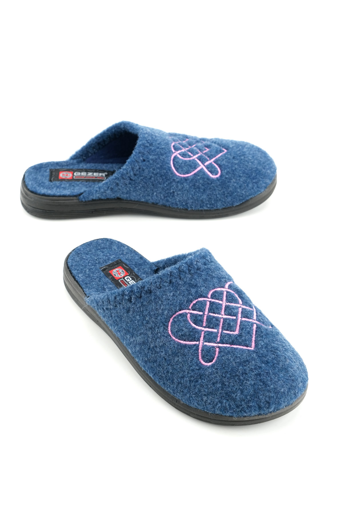 Kadın Kışlık Keçe Nakışlı Kalp Tasarım Ev Bahçe Terlik - Görsel 2