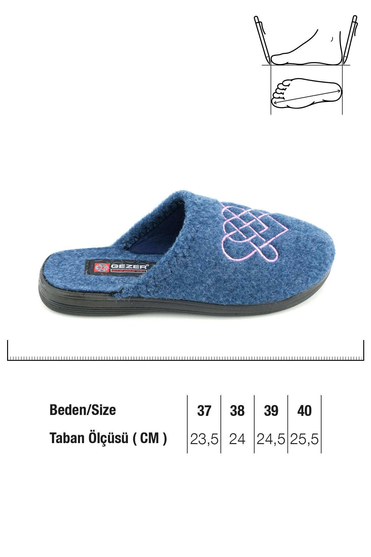 Kadın Kışlık Keçe Nakışlı Kalp Tasarım Ev Bahçe Terlik - Görsel 3