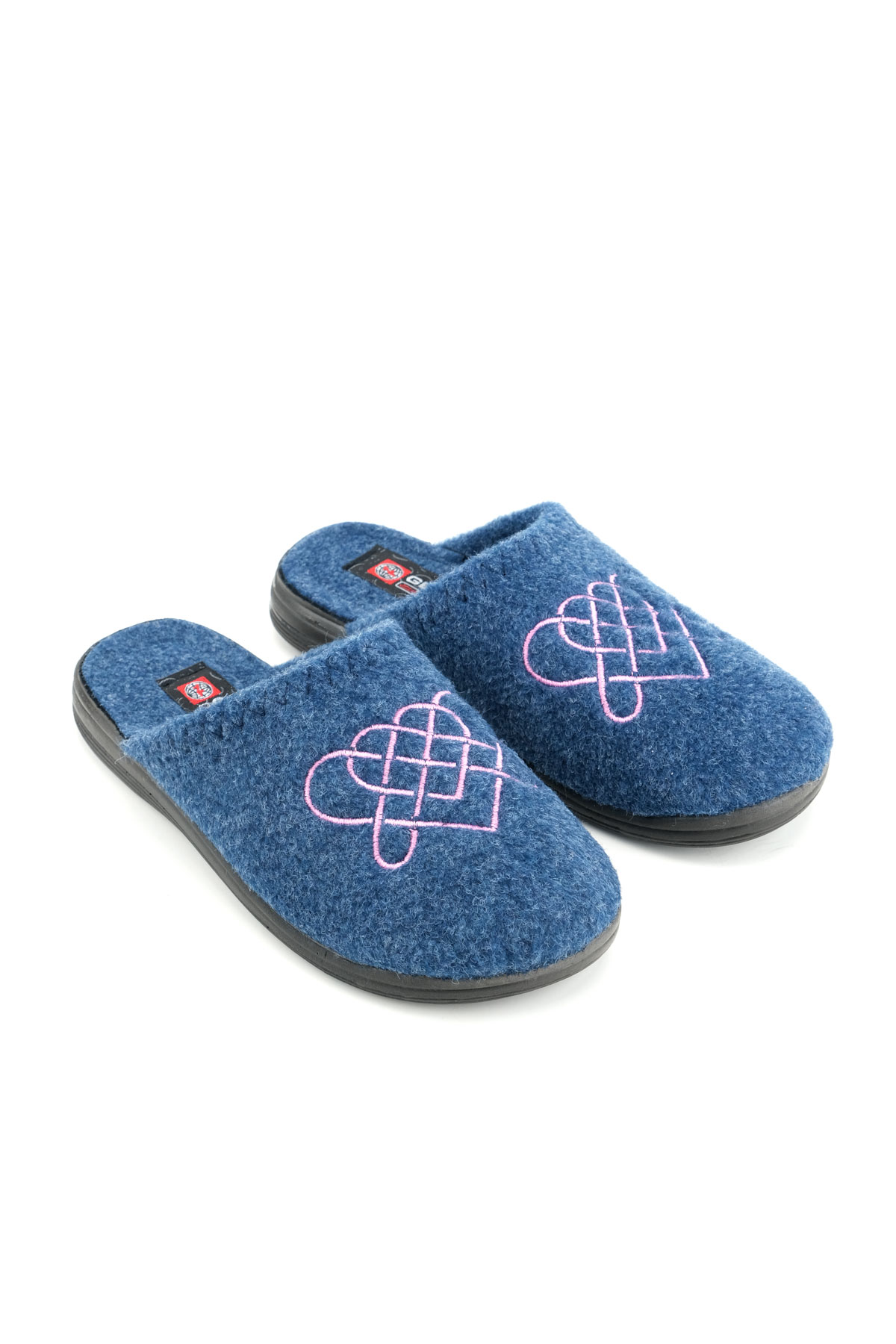 Kadın Kışlık Keçe Nakışlı Kalp Tasarım Ev Bahçe Terlik - Görsel 4