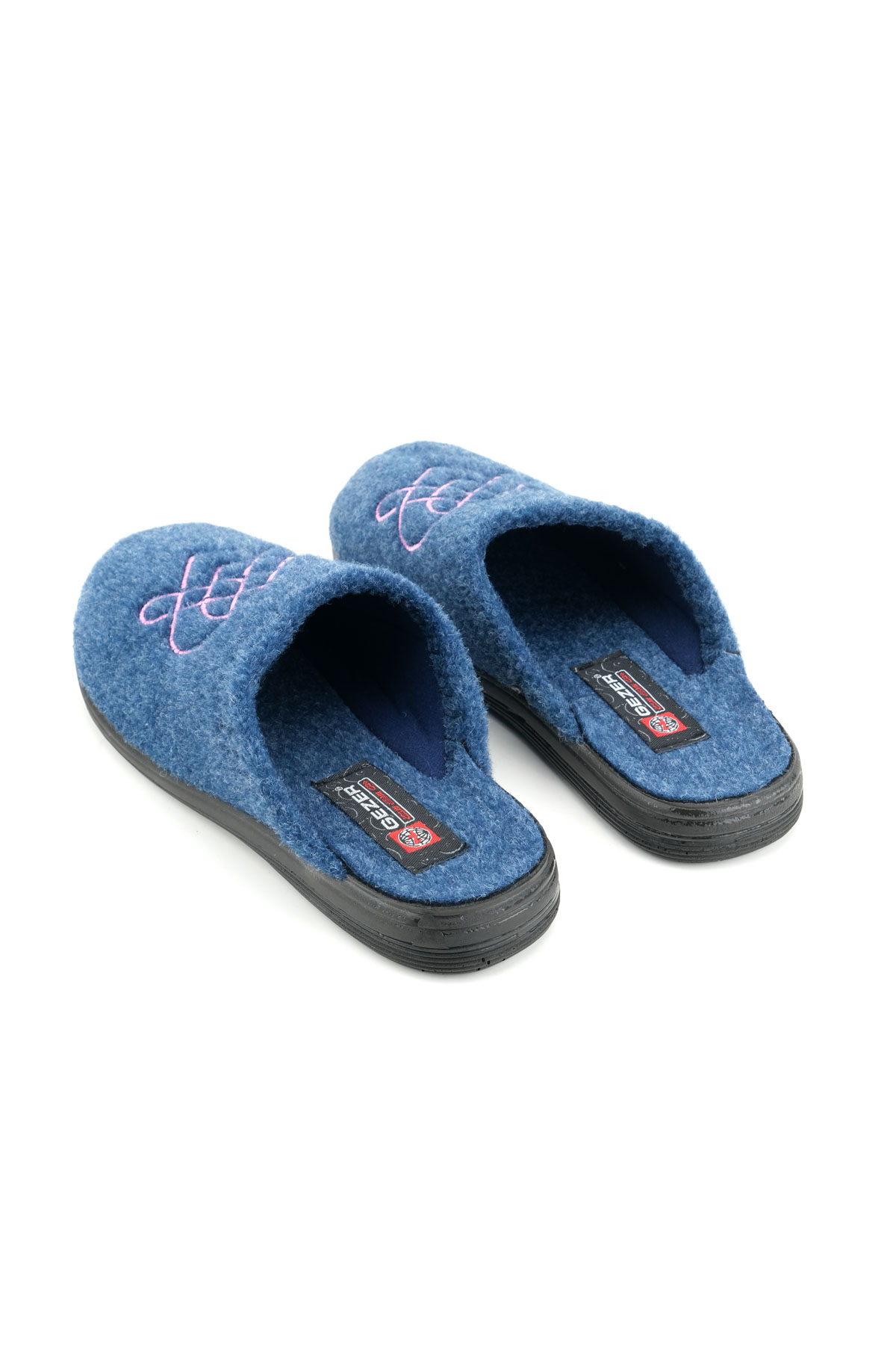 Kadın Kışlık Keçe Nakışlı Kalp Tasarım Ev Bahçe Terlik - Görsel 5