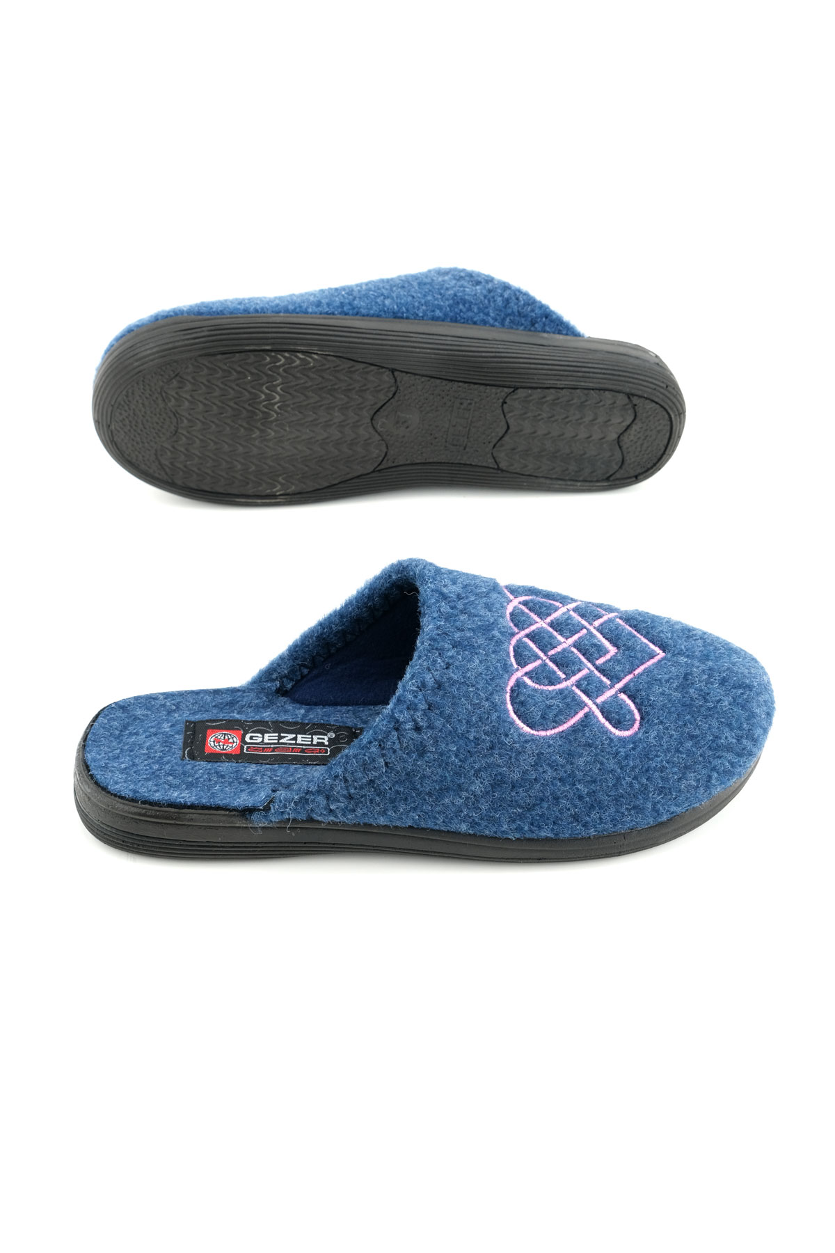 Kadın Kışlık Keçe Nakışlı Kalp Tasarım Ev Bahçe Terlik - Görsel 6