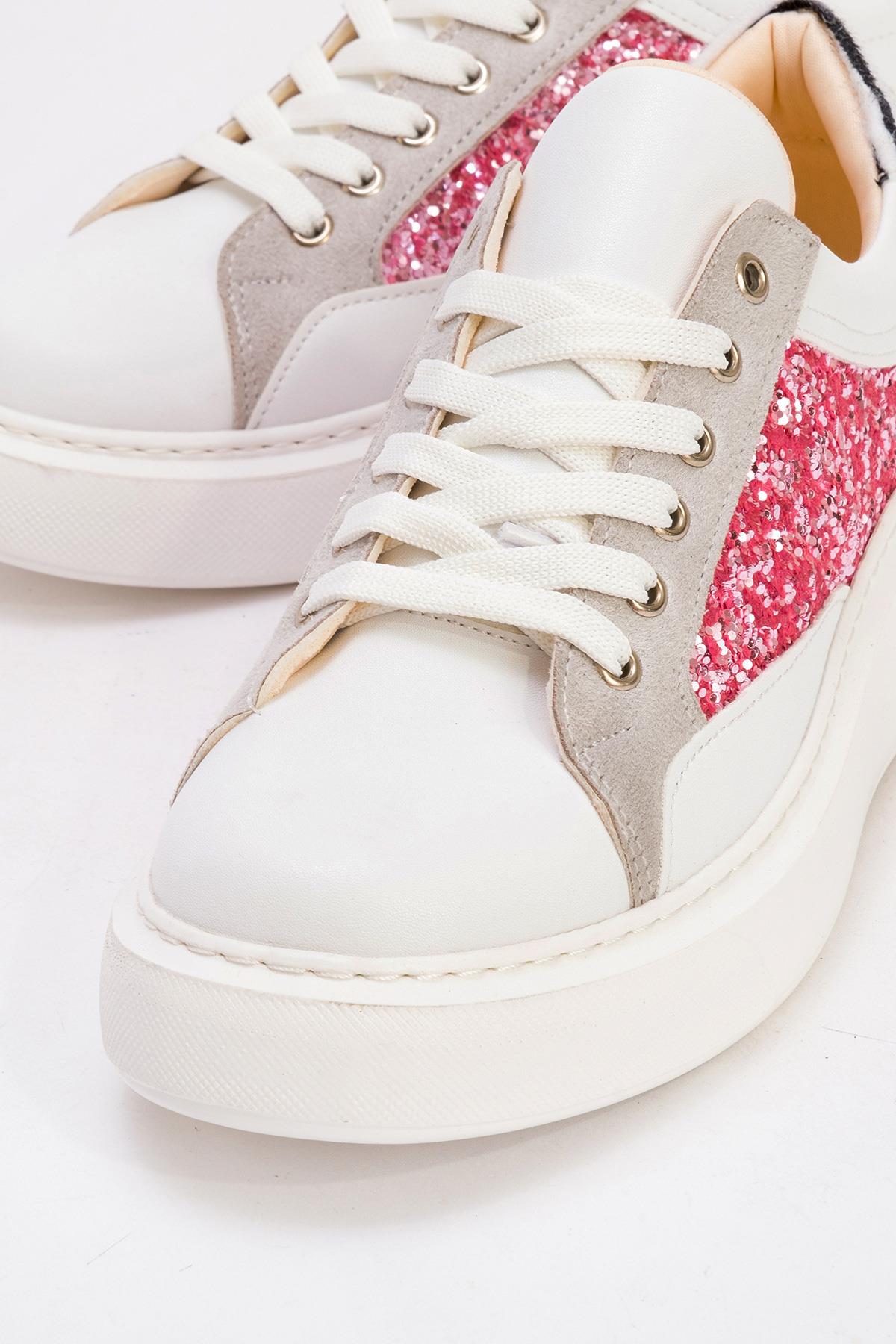 Kadın Cam Kırığı Detaylı Spor Ayakkabı BEYAZ FUJE CAMKIRIĞI - Görsel 4