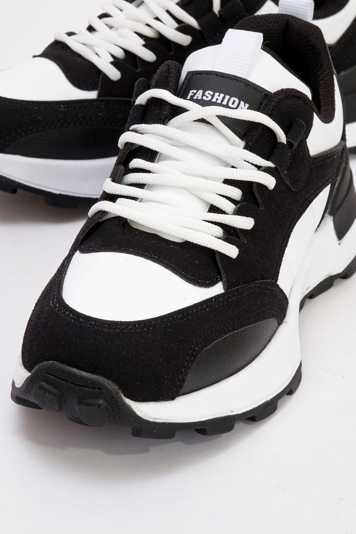 Bağcılklı Kadın Spor Ayakkabı BEYAZ SİYAH - Görsel 4