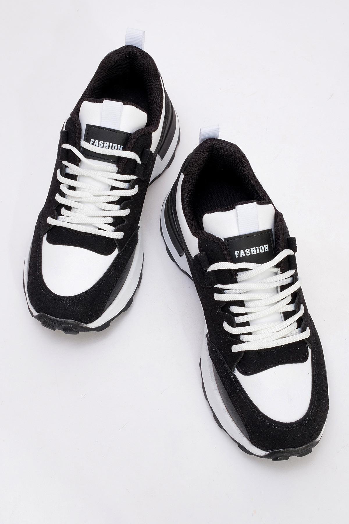 Bağcılklı Kadın Spor Ayakkabı BEYAZ SİYAH - Görsel 6