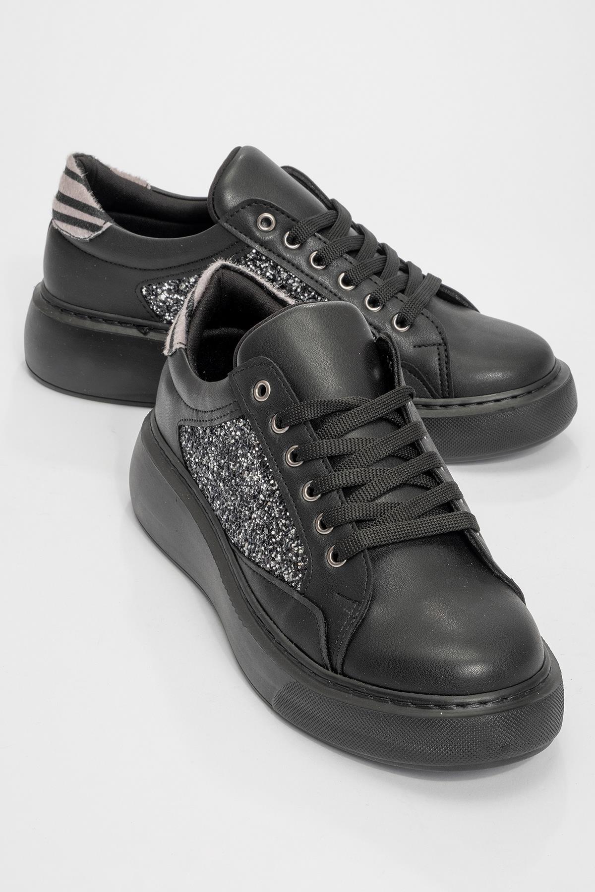 Kadın Cam Kırığı Detaylı Spor Ayakkabı SİYAH SİYAH CAMKIRIĞI - Görsel 2