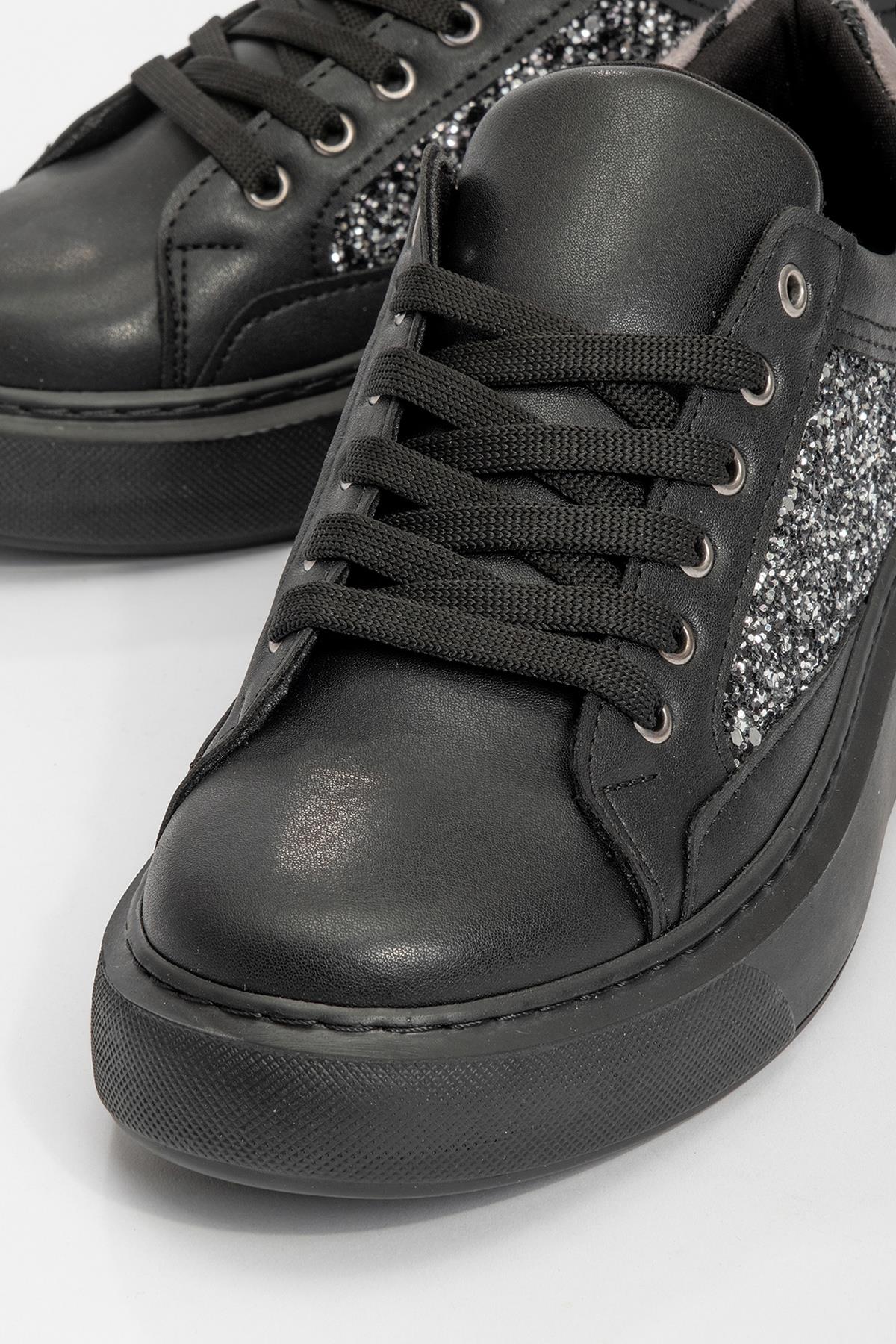 Kadın Cam Kırığı Detaylı Spor Ayakkabı SİYAH SİYAH CAMKIRIĞI - Görsel 4