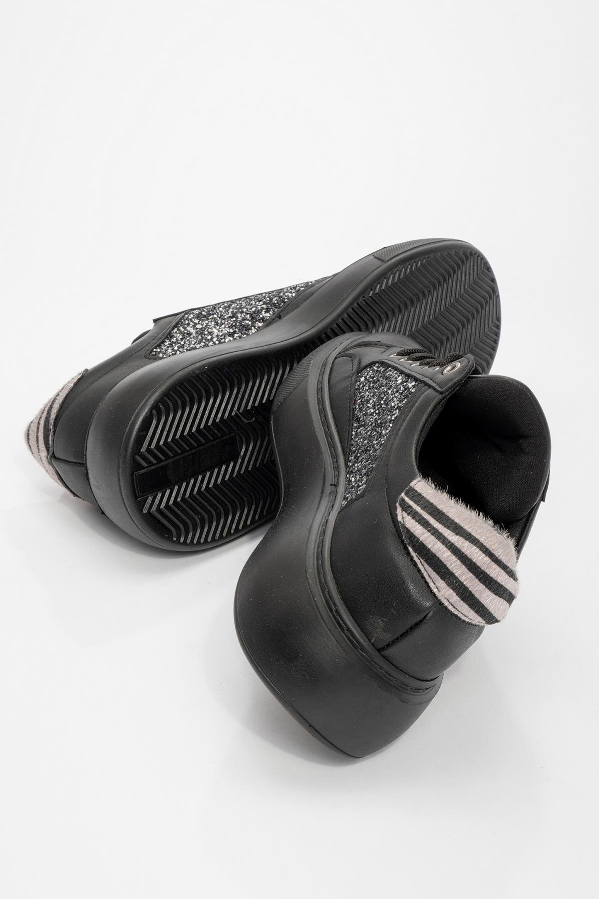 Kadın Cam Kırığı Detaylı Spor Ayakkabı SİYAH SİYAH CAMKIRIĞI - Görsel 5