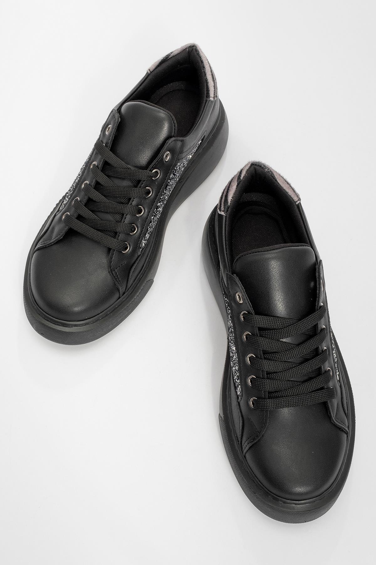 Kadın Cam Kırığı Detaylı Spor Ayakkabı SİYAH SİYAH CAMKIRIĞI - Görsel 6