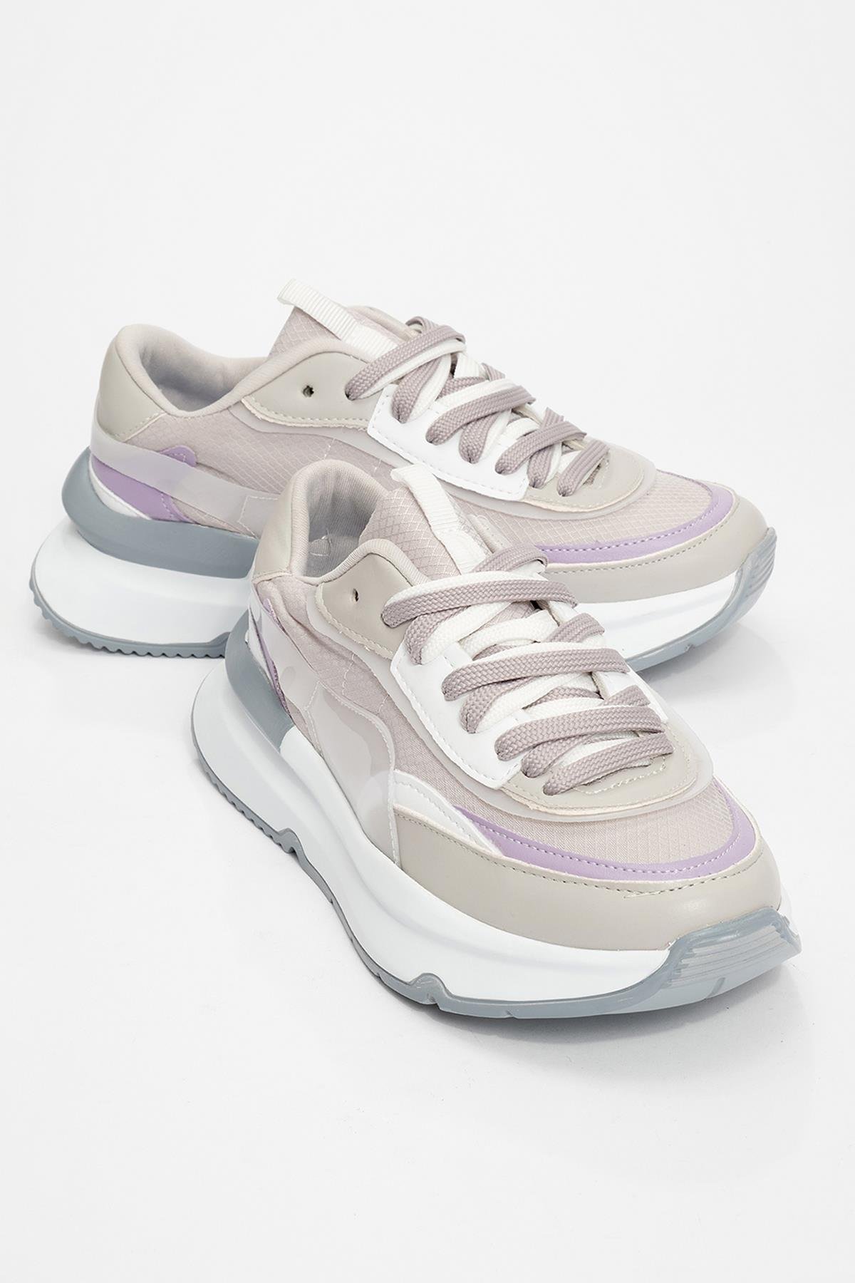Bağcıklı Kadın Spor Ayakkabı GRİ - Görsel 3