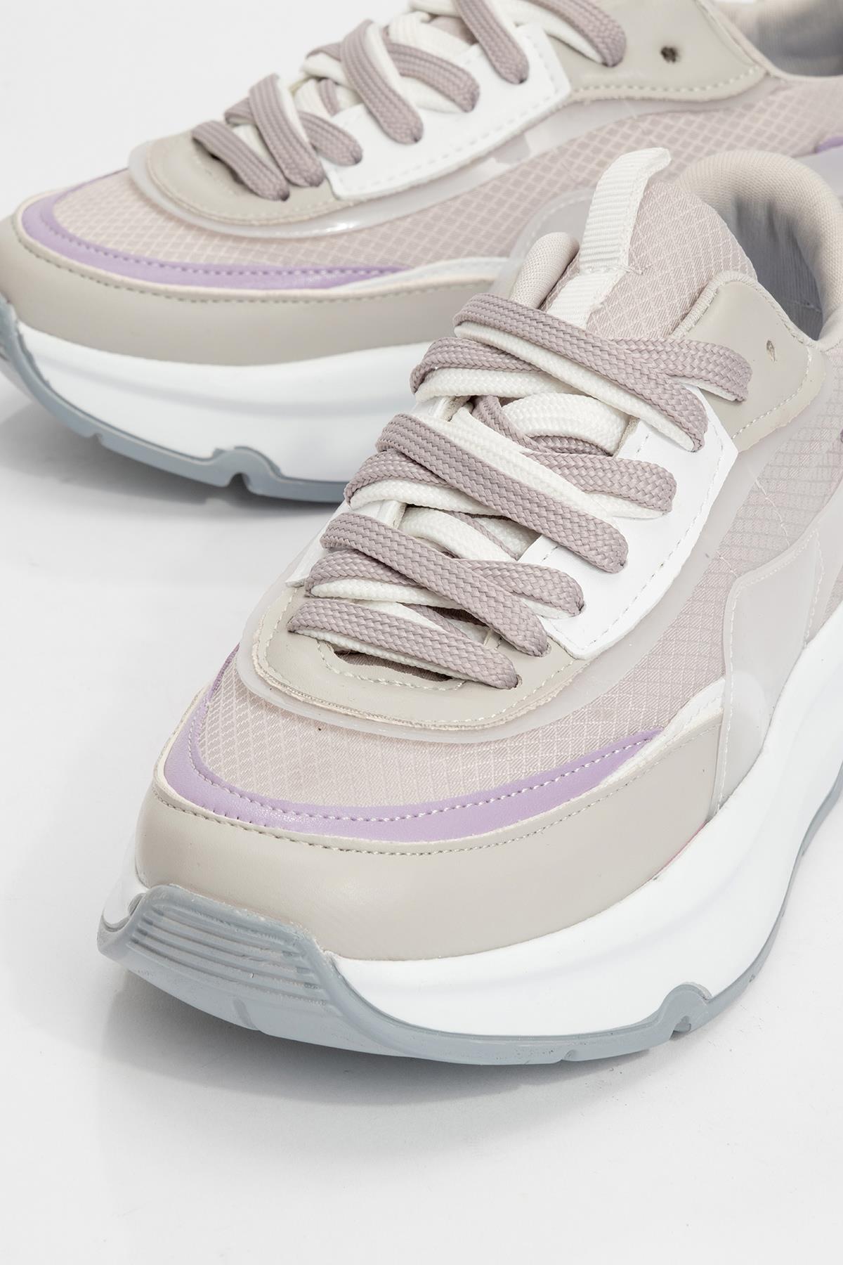 Bağcıklı Kadın Spor Ayakkabı GRİ - Görsel 4