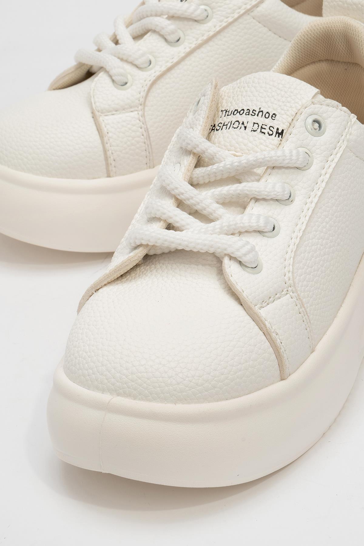 Kadın Bağcıklı Spor Ayakkabı BEYAZ BEYAZ - Görsel 4