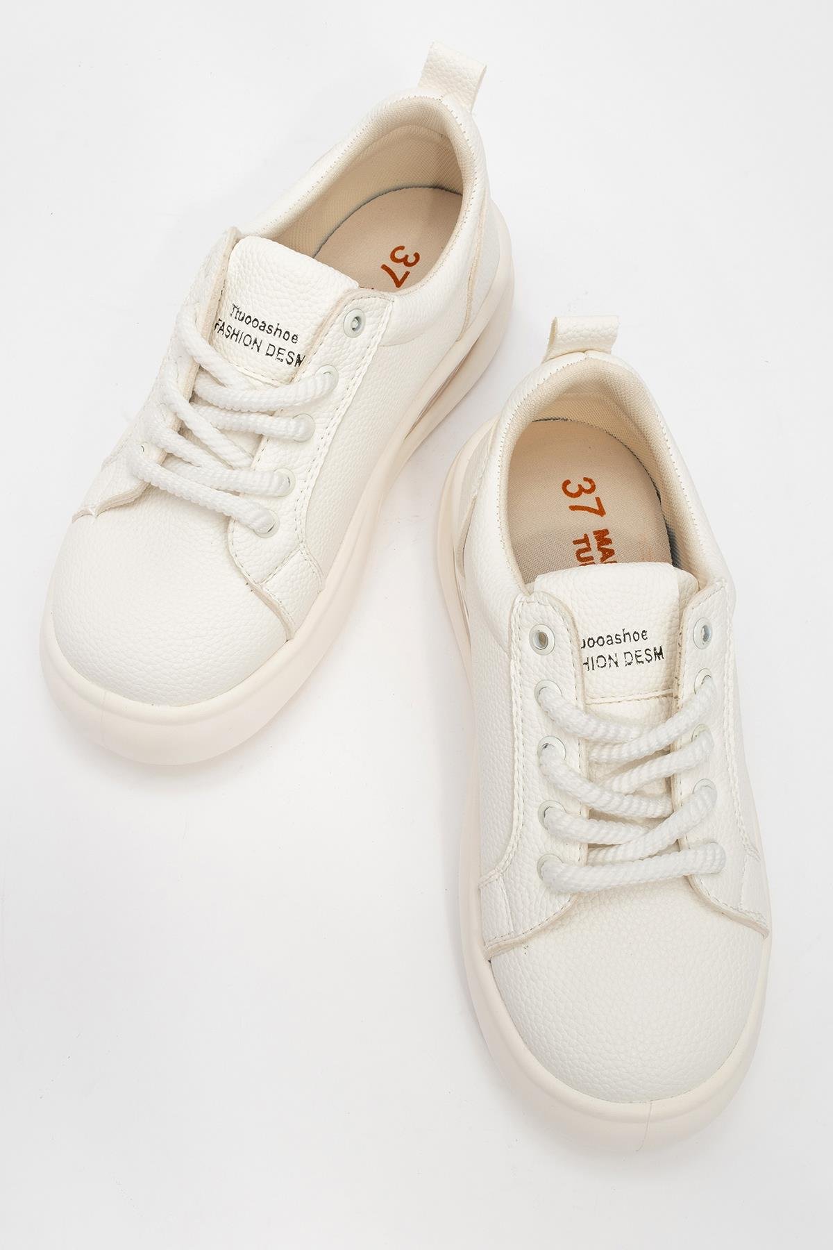 Kadın Bağcıklı Spor Ayakkabı BEYAZ BEYAZ - Görsel 6