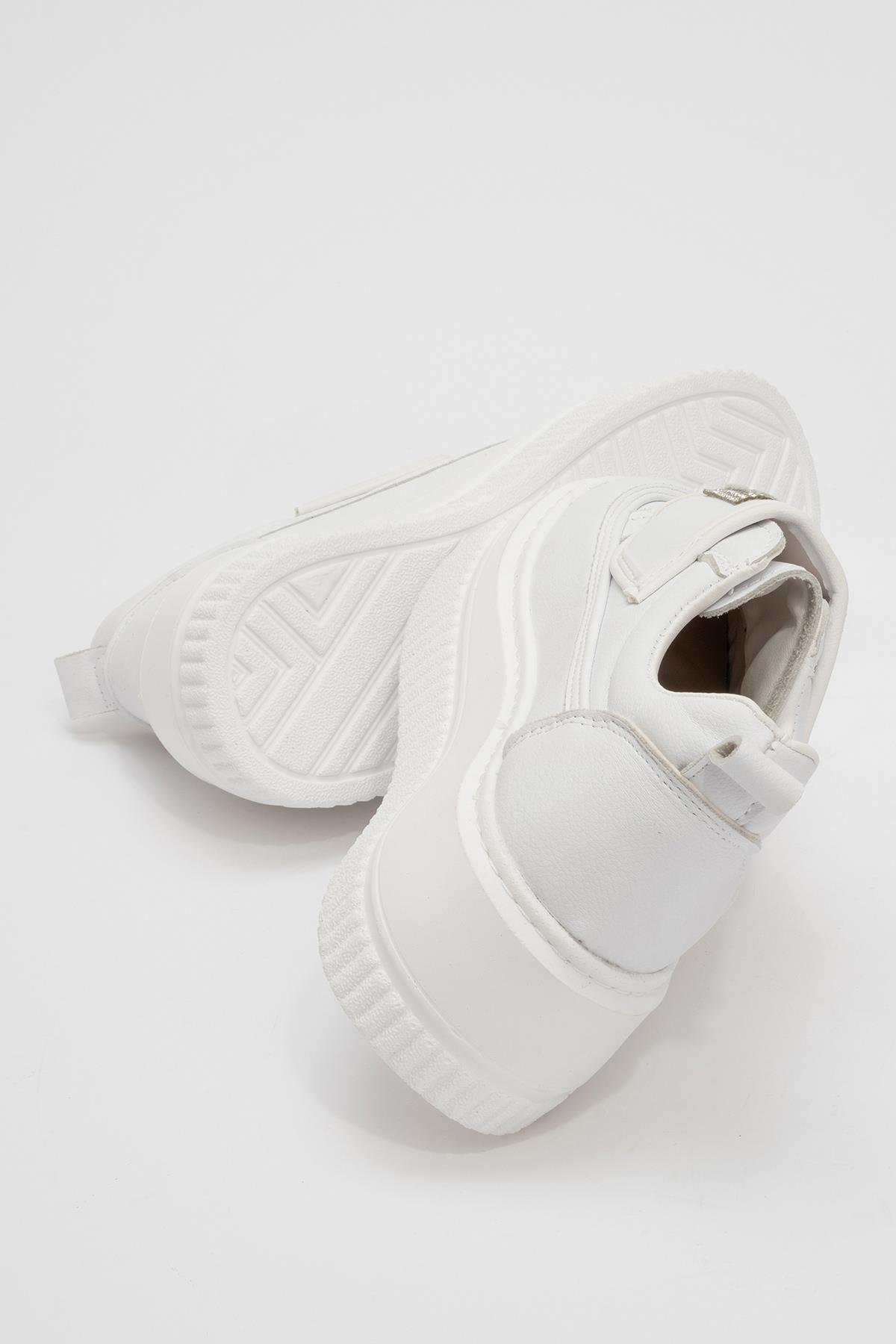 Cırtlı Taşlı Kadın Spor Ayakkabı BEYAZ BEYAZ - Görsel 5