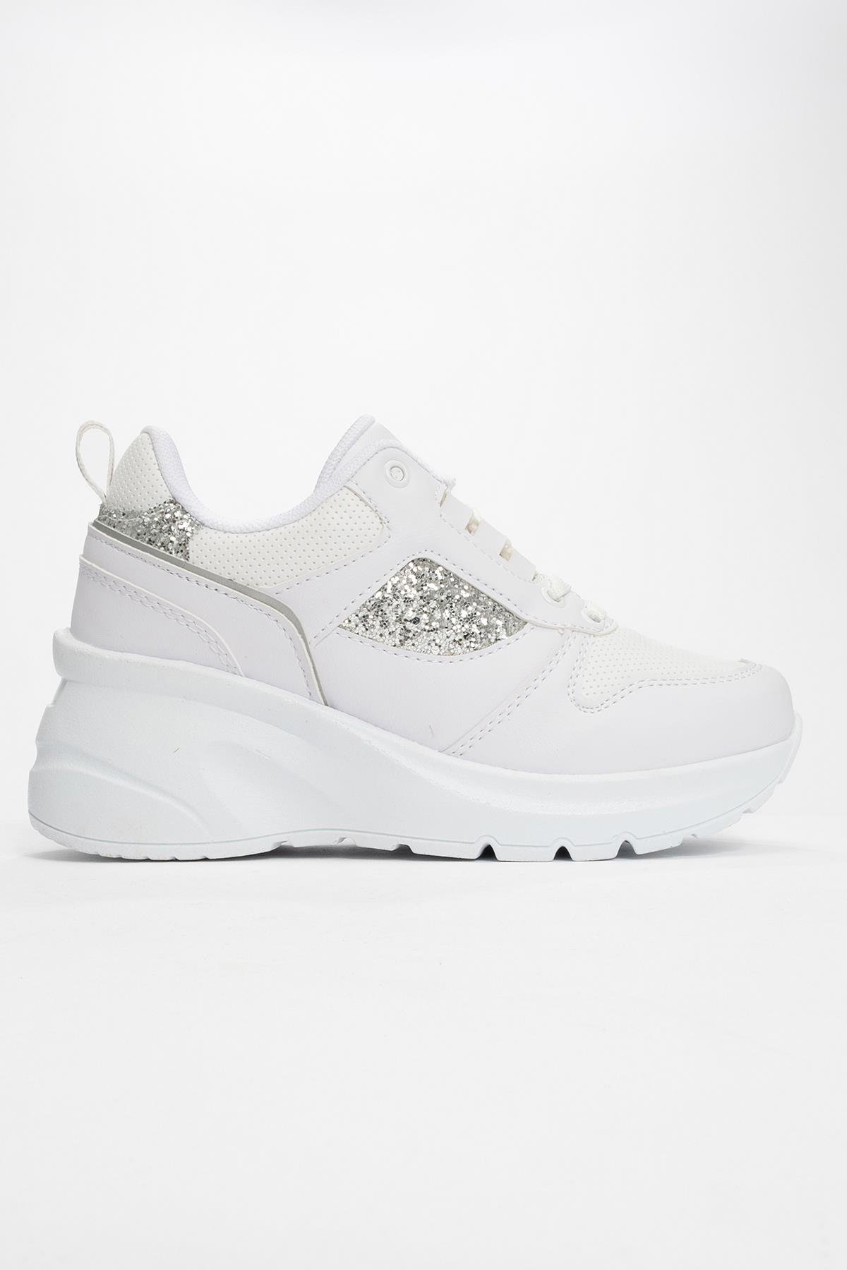 Cırtlı Kadın Spor Ayakkabı BEYAZ GÜMÜŞ - Görsel 3