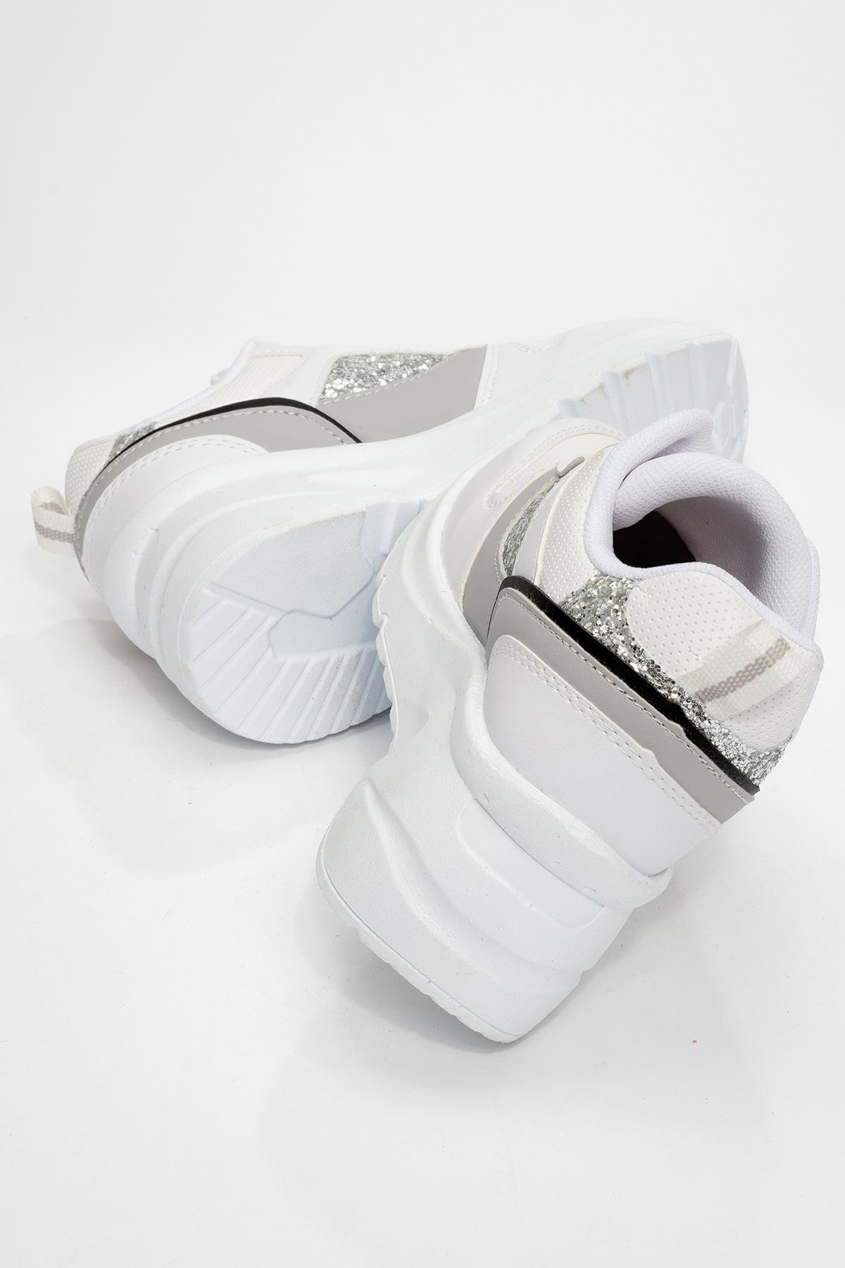 Cırtlı Kadın Spor Ayakkabı BEYAZ GÜMÜŞ - Görsel 5