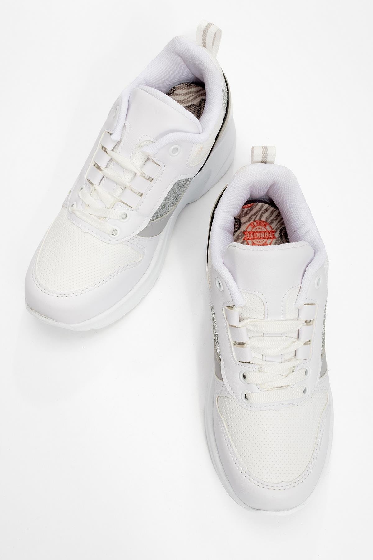 Cırtlı Kadın Spor Ayakkabı BEYAZ GÜMÜŞ - Görsel 6