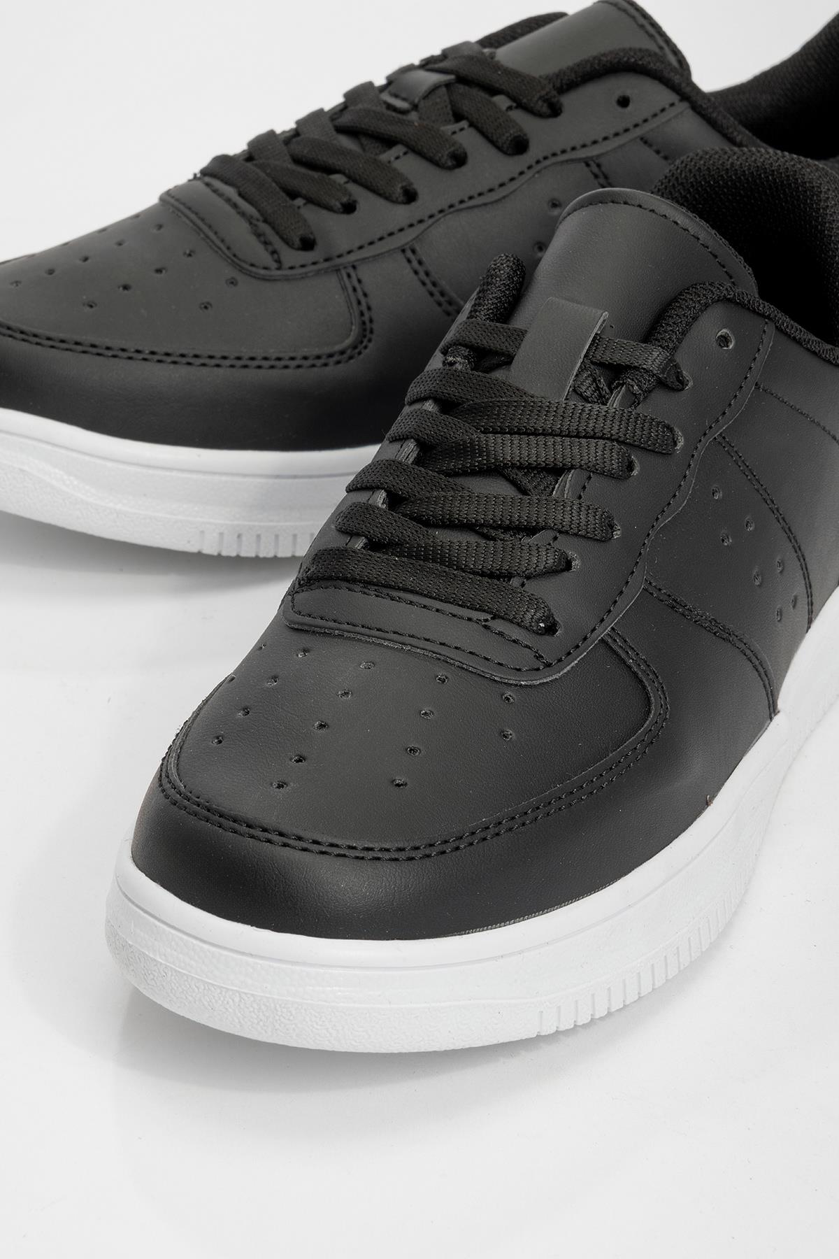 Bağcıklı Kadın Spor Ayakkabı SİYAH BEYAZ - Görsel 4