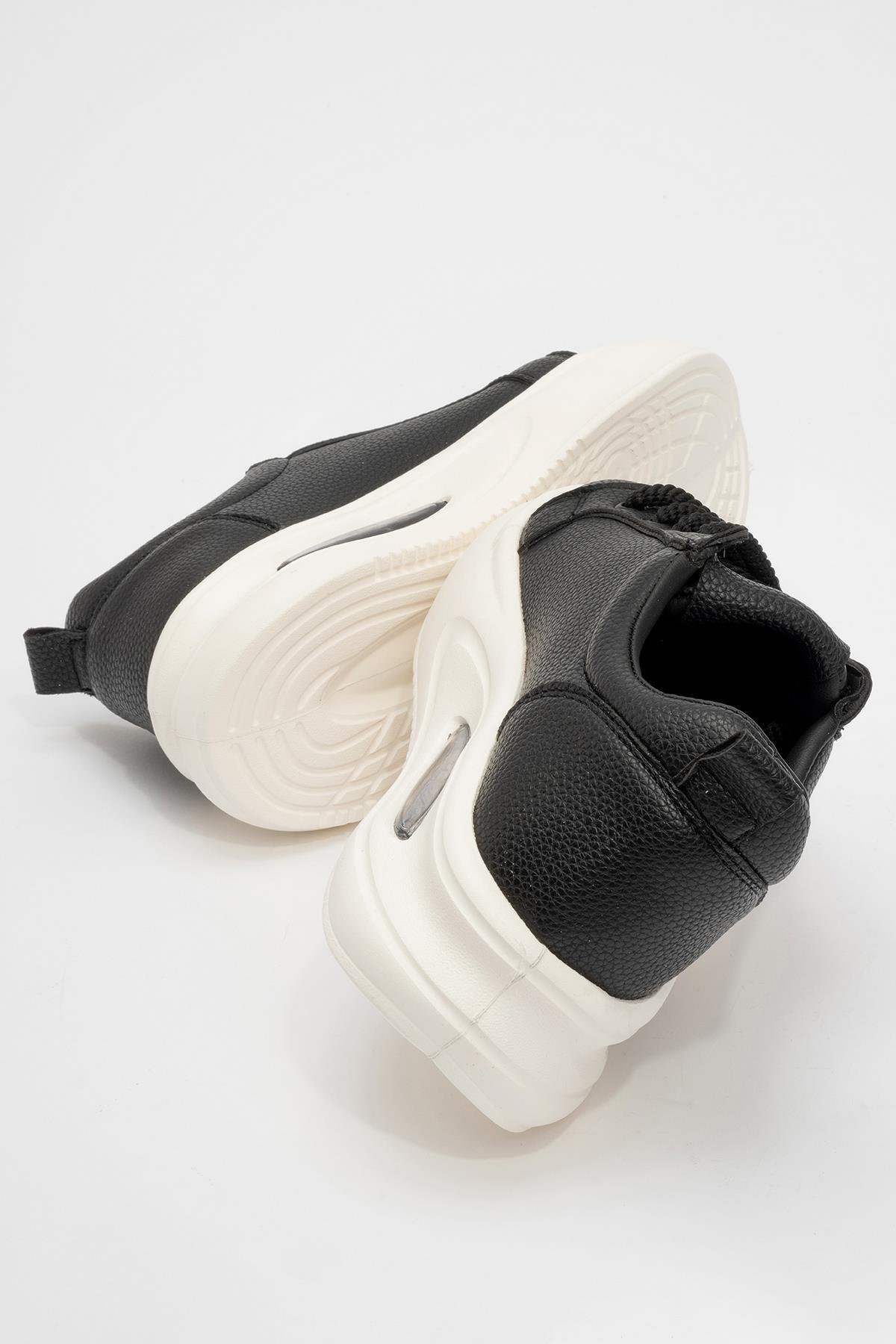 Kadın Bağcıklı Spor Ayakkabı SİYAH BEYAZ - Görsel 5