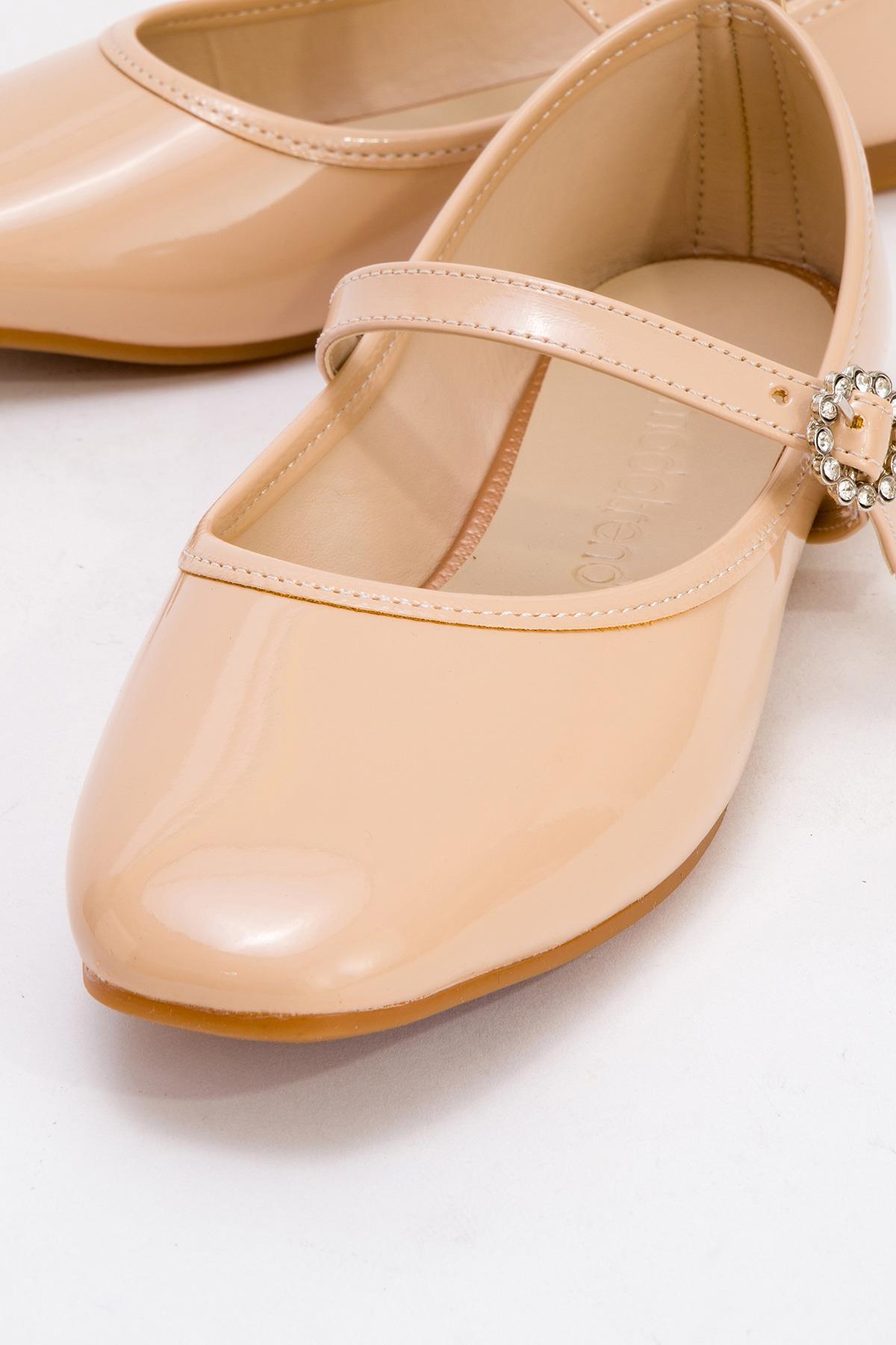 Kadın Kemerli Taşlı Küt Burunlu Babet TEN RUGAN - Görsel 4