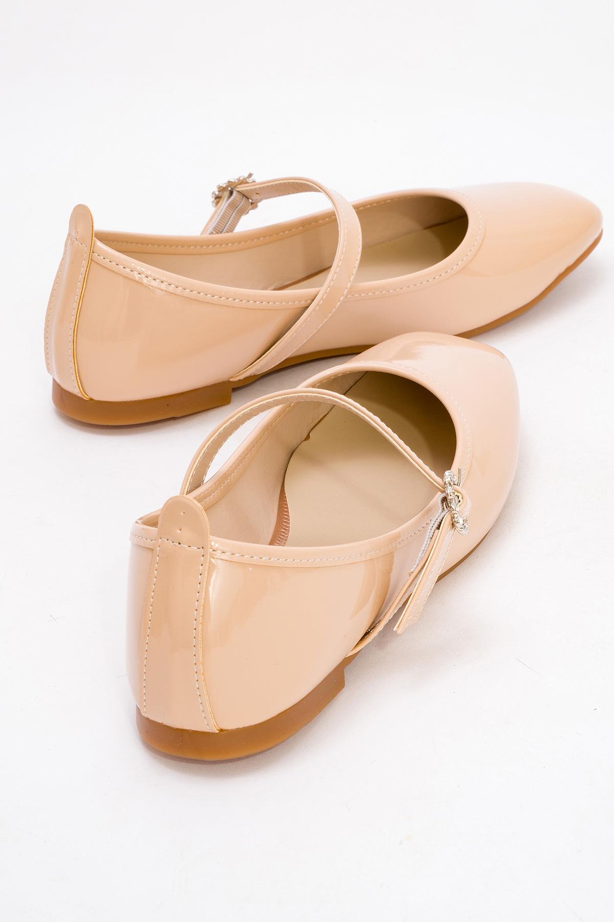 Kadın Kemerli Taşlı Küt Burunlu Babet TEN RUGAN - Görsel 5