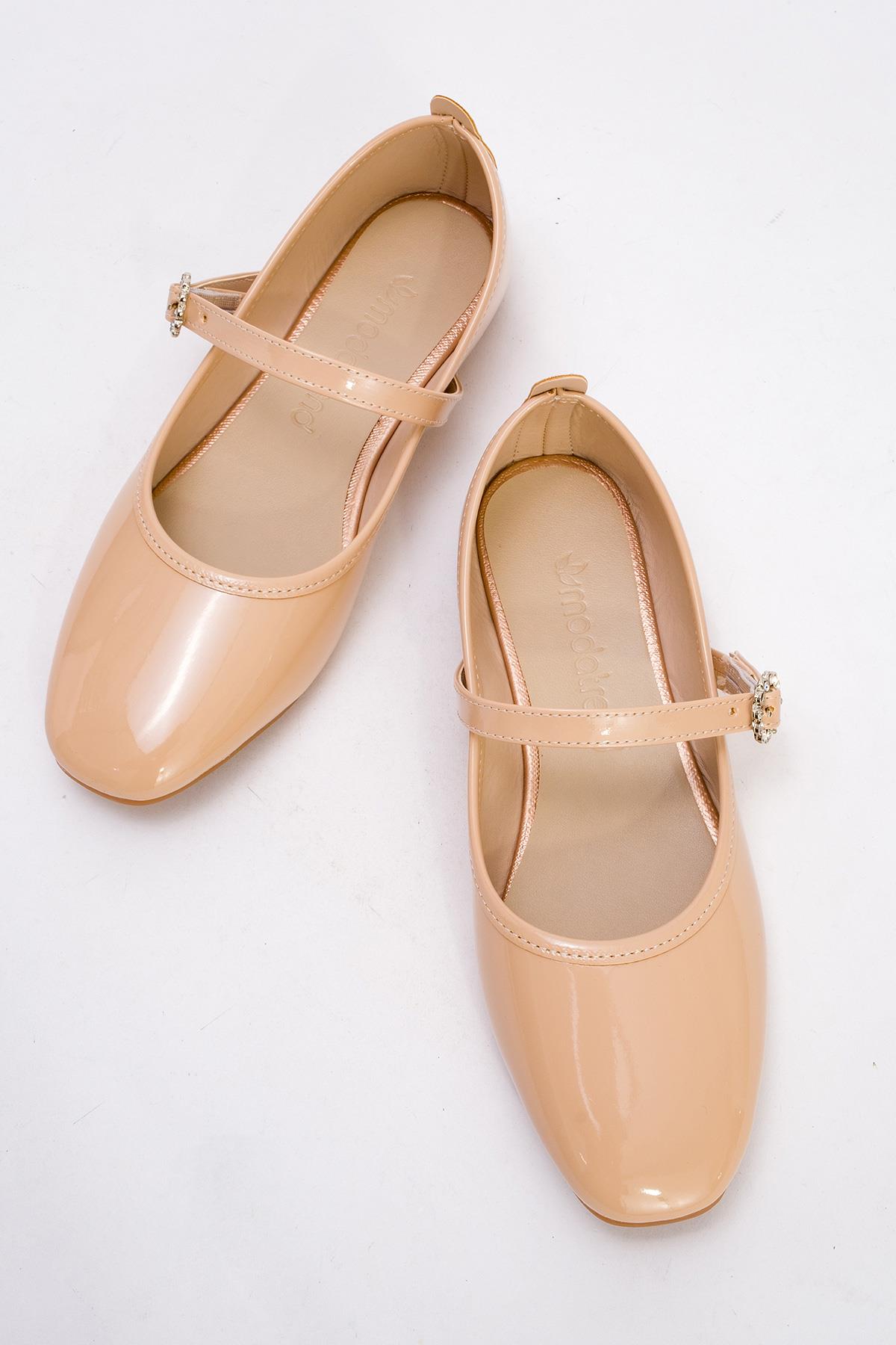 Kadın Kemerli Taşlı Küt Burunlu Babet TEN RUGAN - Görsel 6