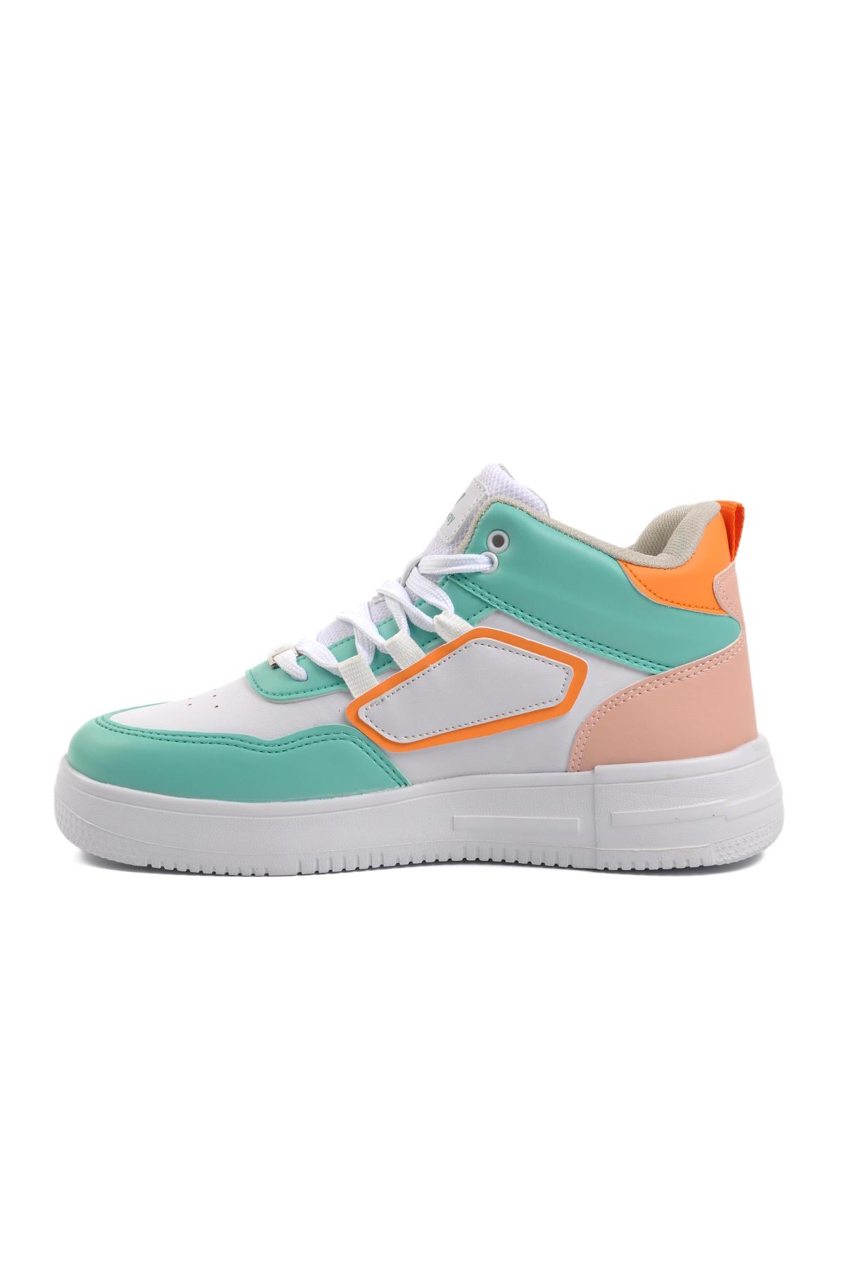 Nefertiti Beyaz-Sarı Unisex Hi Sneaker - Görsel 3