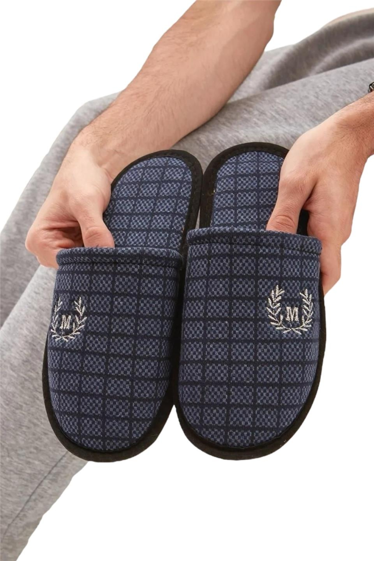 Kışlık Erkek Ev Terliği LACİVERT - Görsel 2