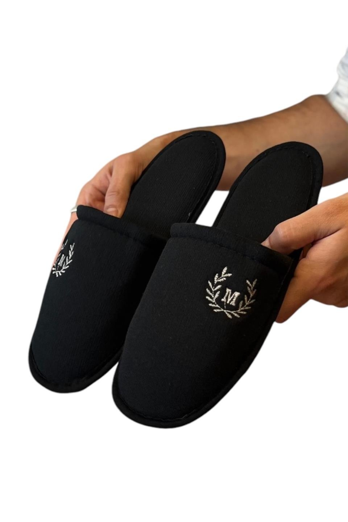 Kışlık Erkek Ev Terliği SİYAH - BEYAZ - Görsel 3